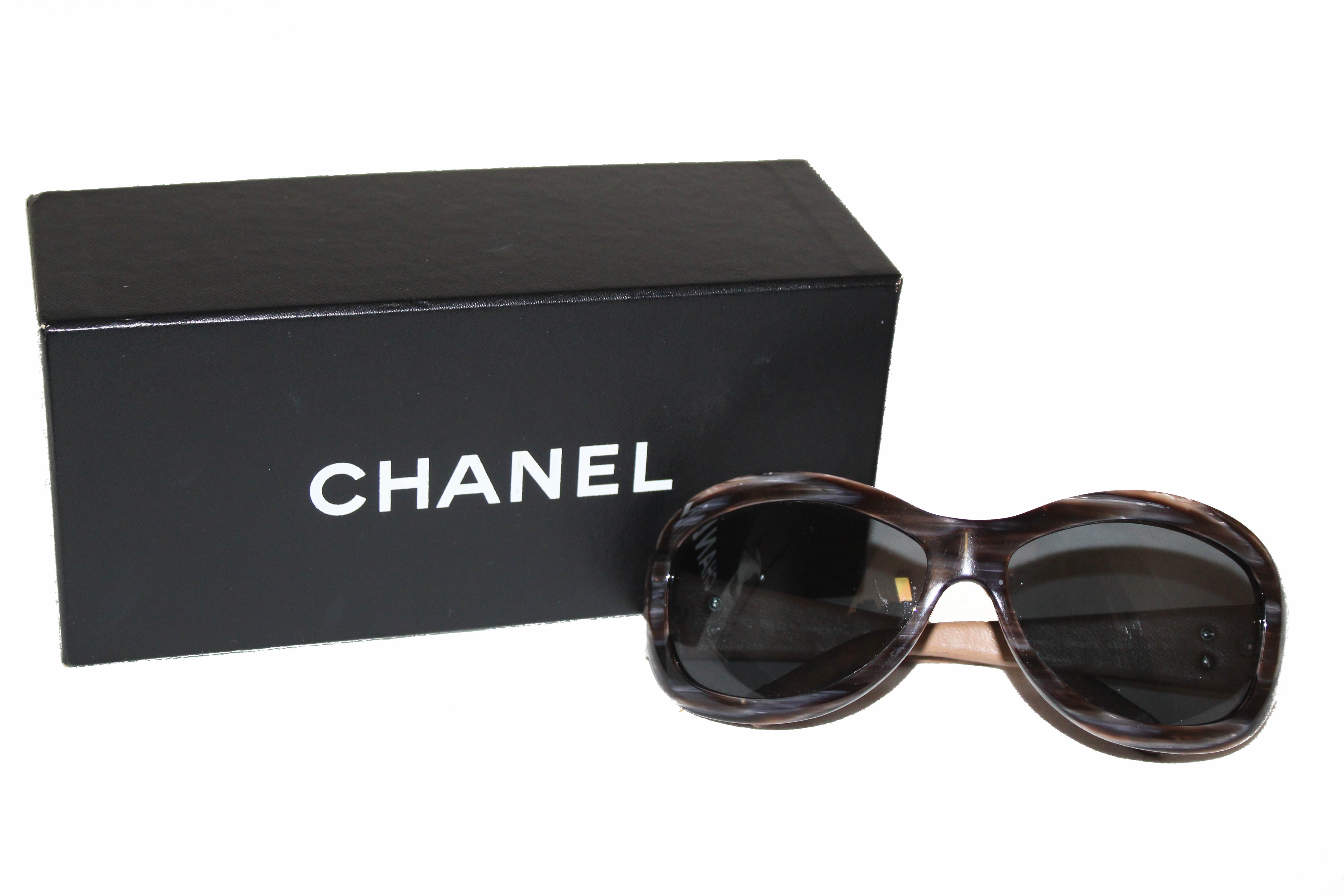 Authentic Chanel Beige Quilted Leather Sunglasses 5116-Q