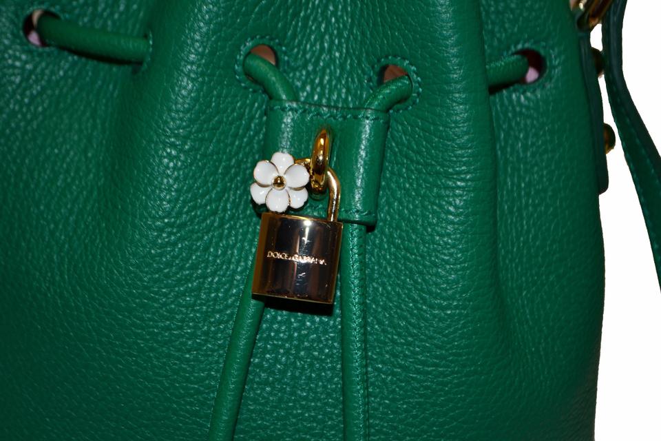 Authentic Dolce&Gabbana Green Claudia Small Bucket Crossbody Bag