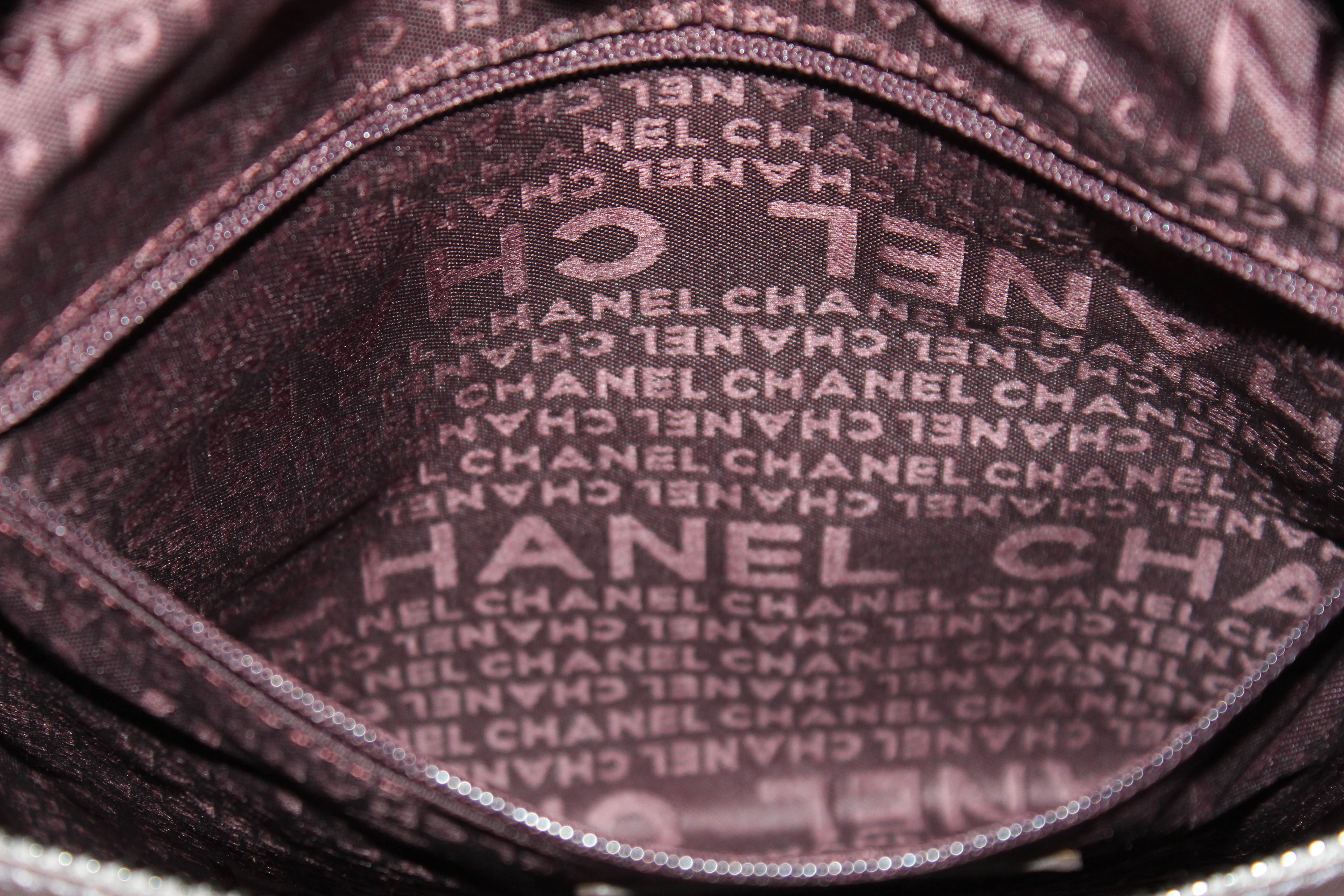 Authentic New Chanel Purple Caviar Leather Large Square Stitch Handbag