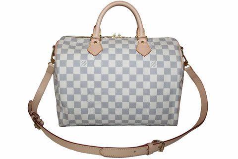 Authentic Louis Vuitton Damier Azur Canvas Speedy 30 Bandouliere Handbag/Shoulder/Messenger Bag