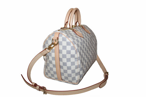 Authentic Louis Vuitton Damier Azur Canvas Speedy 30 Bandouliere Handbag/Shoulder/Messenger Bag