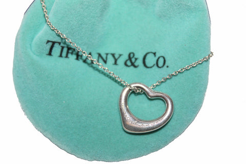 Authentic Tiffany & Co. Sterling Silver Open Heart 16mm Necklace