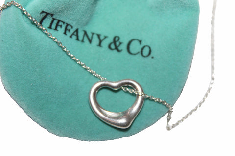 Authentic Tiffany & Co. Sterling Silver Open Heart 16mm Necklace