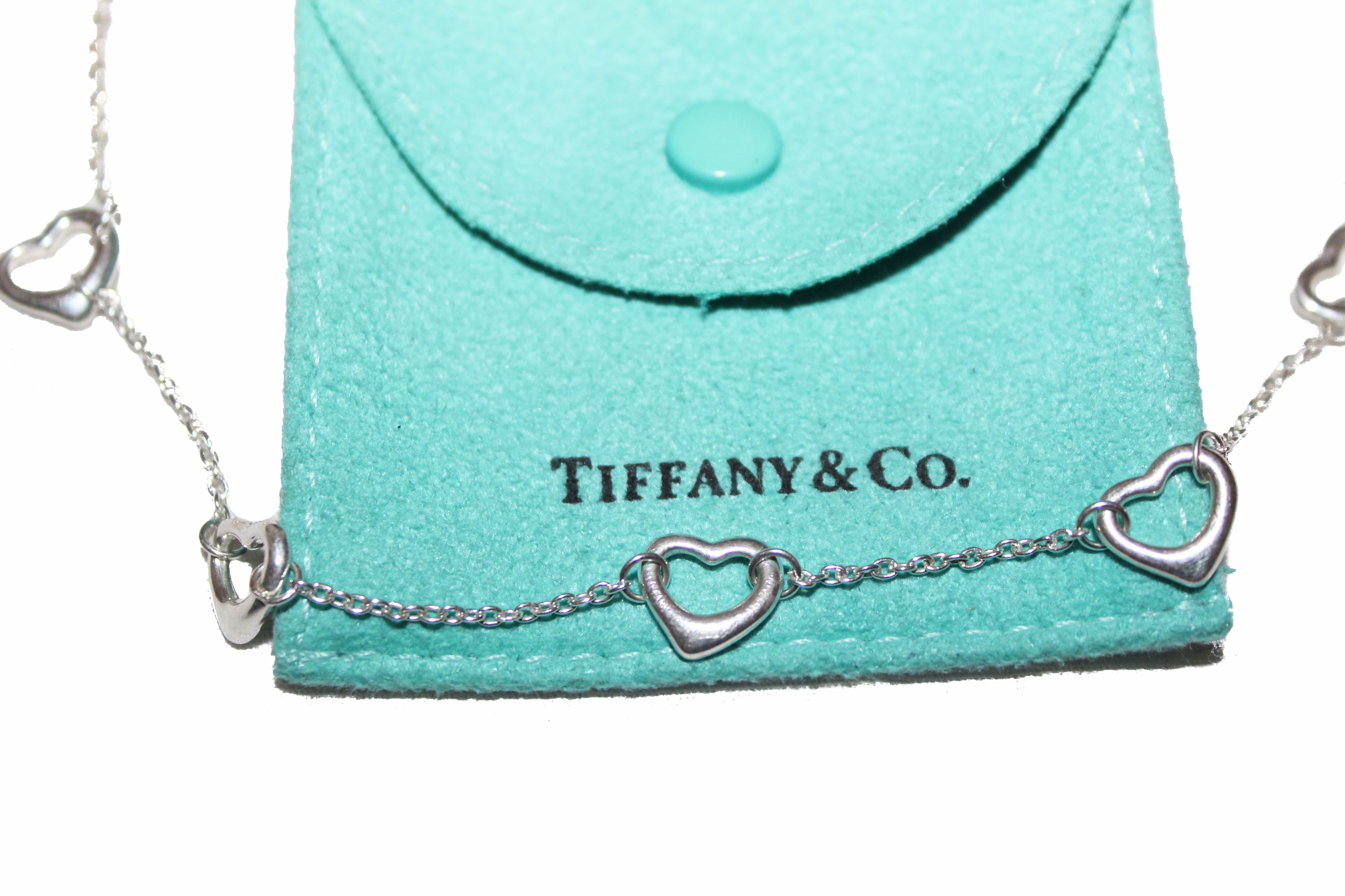 Authentic Tiffany Sterling Silver Five Open Hearts Station