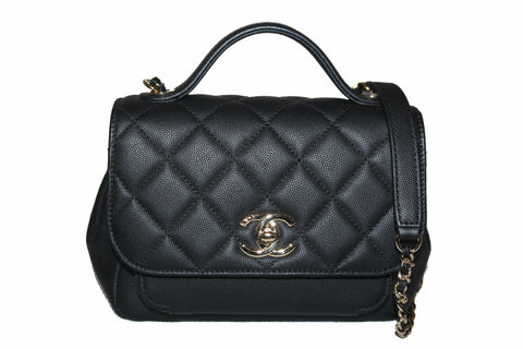 Authentic Chanel Black Calf Leather Small Business Affinity Messenger Crossbody Bag