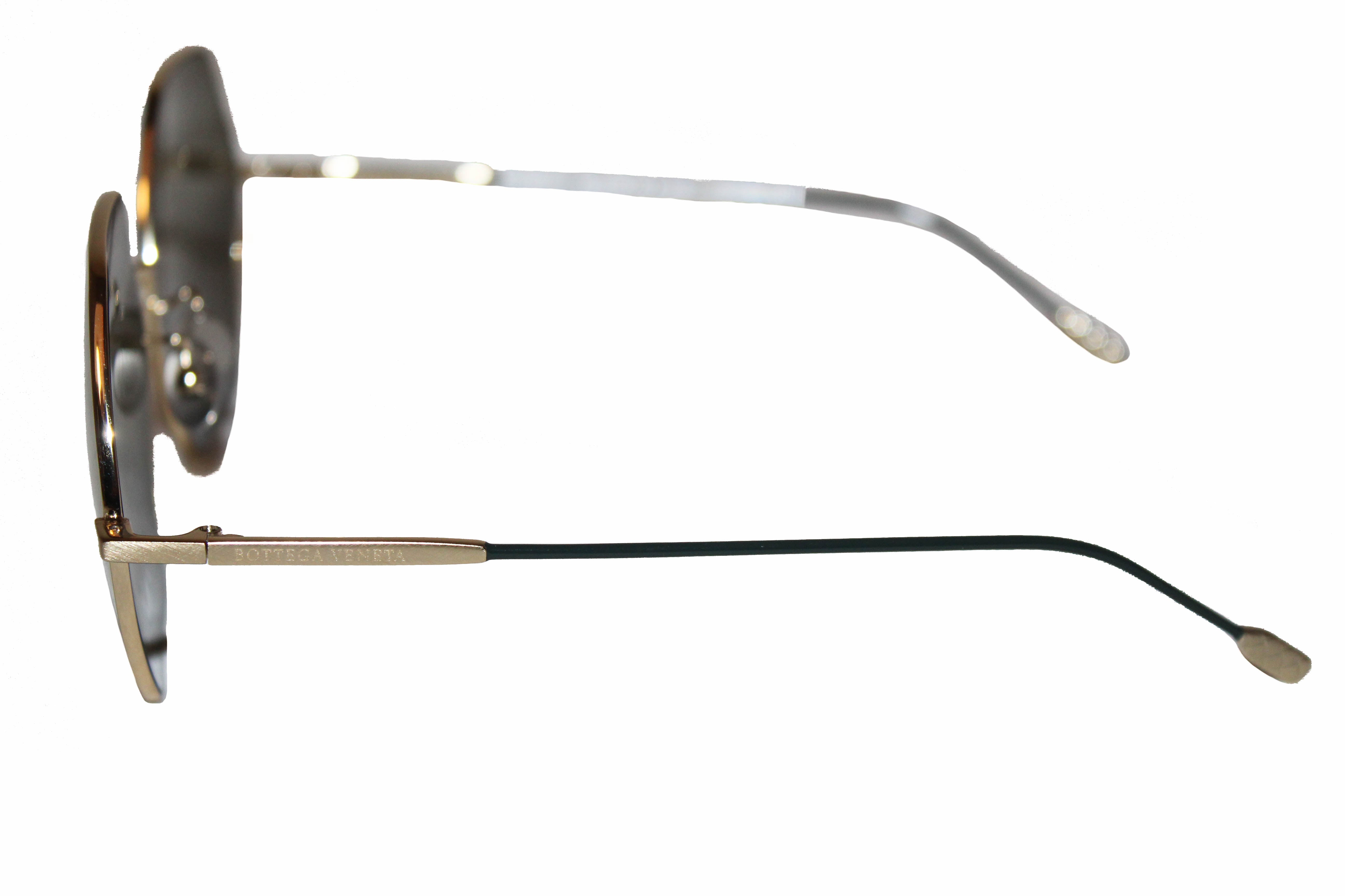 Authentic New Bottega Veneta Gold Frame Irregular Sunglasses BV0201S