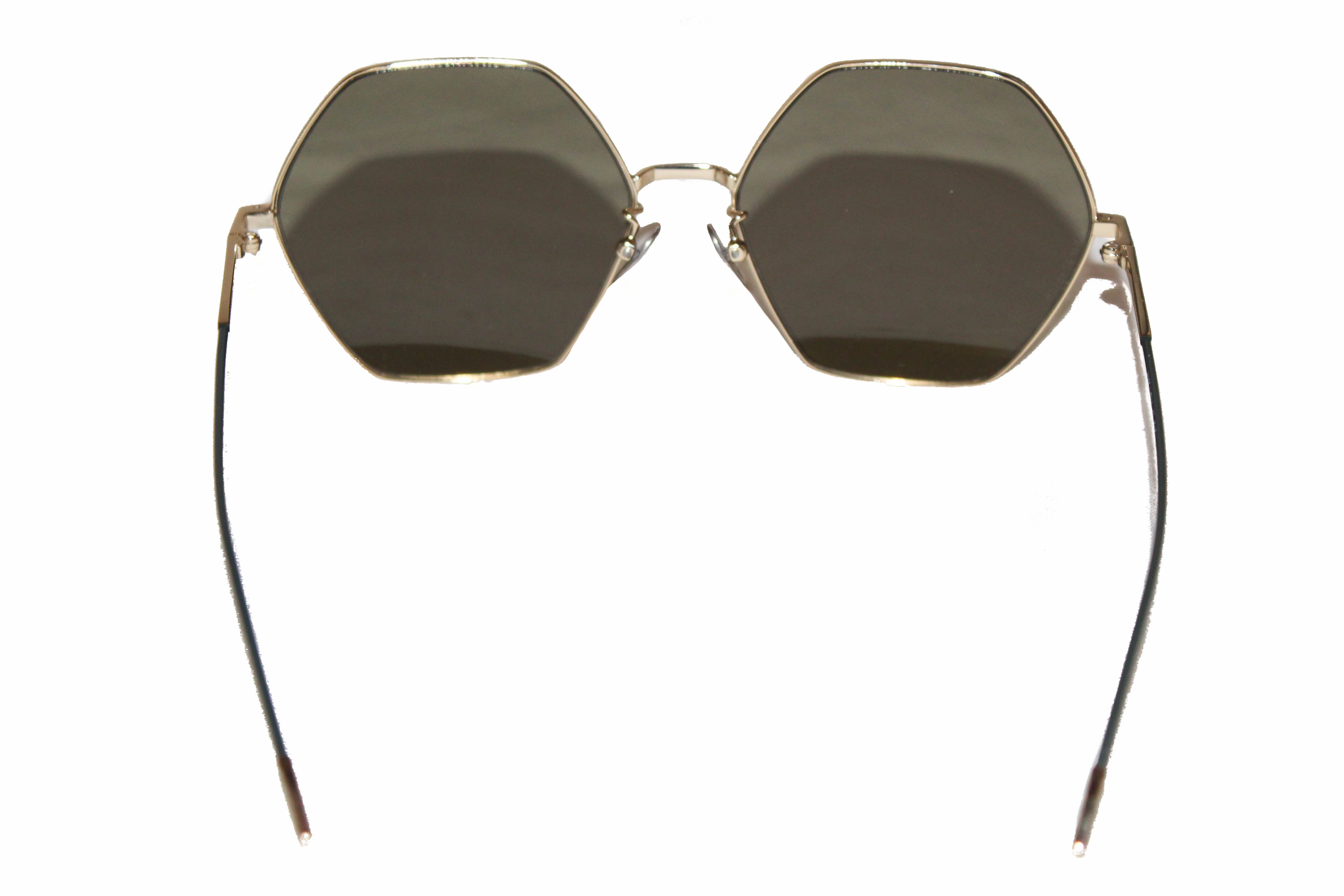 Authentic New Bottega Veneta Gold Frame Irregular Sunglasses BV0201S