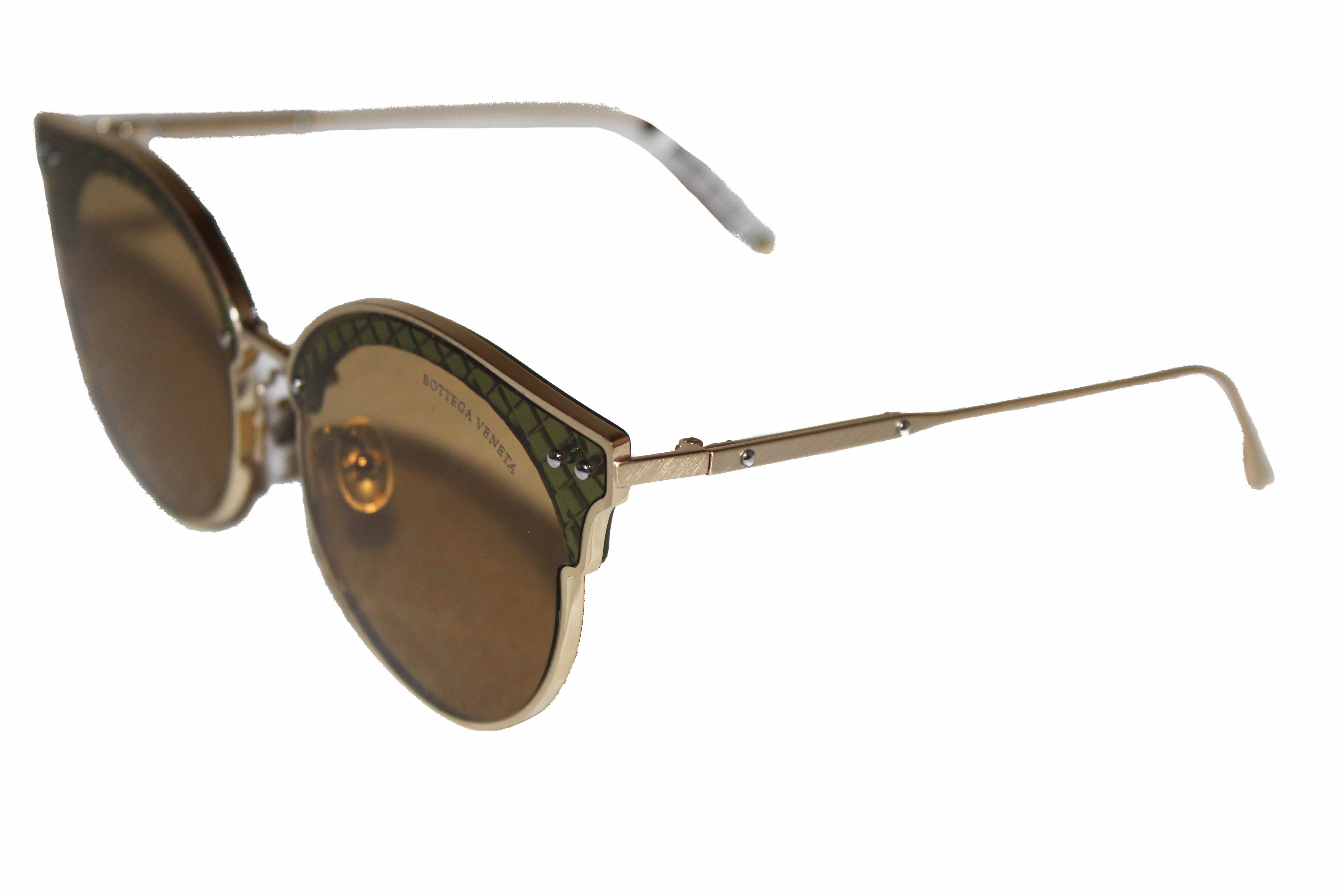 Bottega Veneta Gold Frame Silver Flash Aviator Sunglasses BV1013SK $385