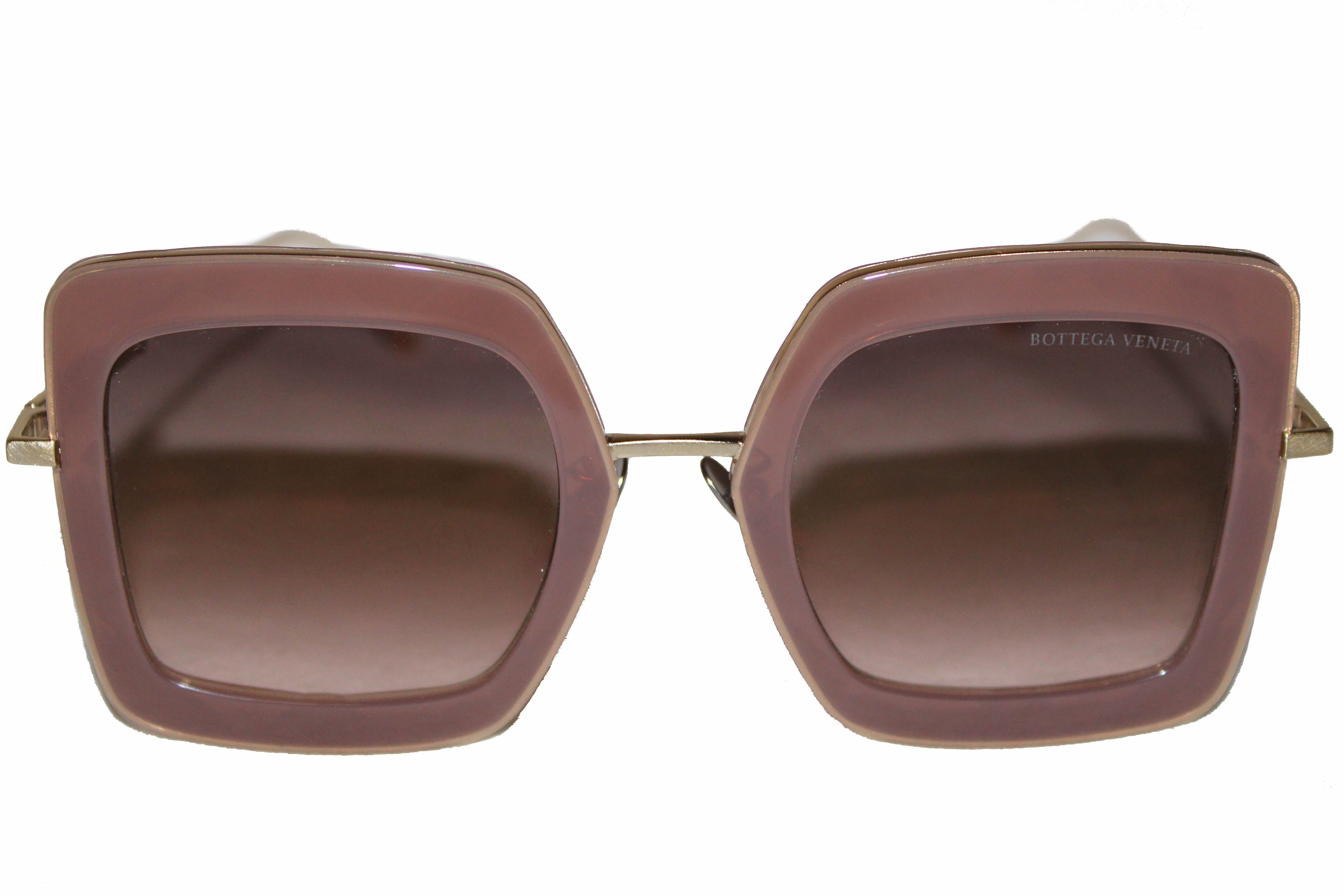 Authentic New Bottega Veneta Gold/Pink Frame Squared Sunglasses BV0209S