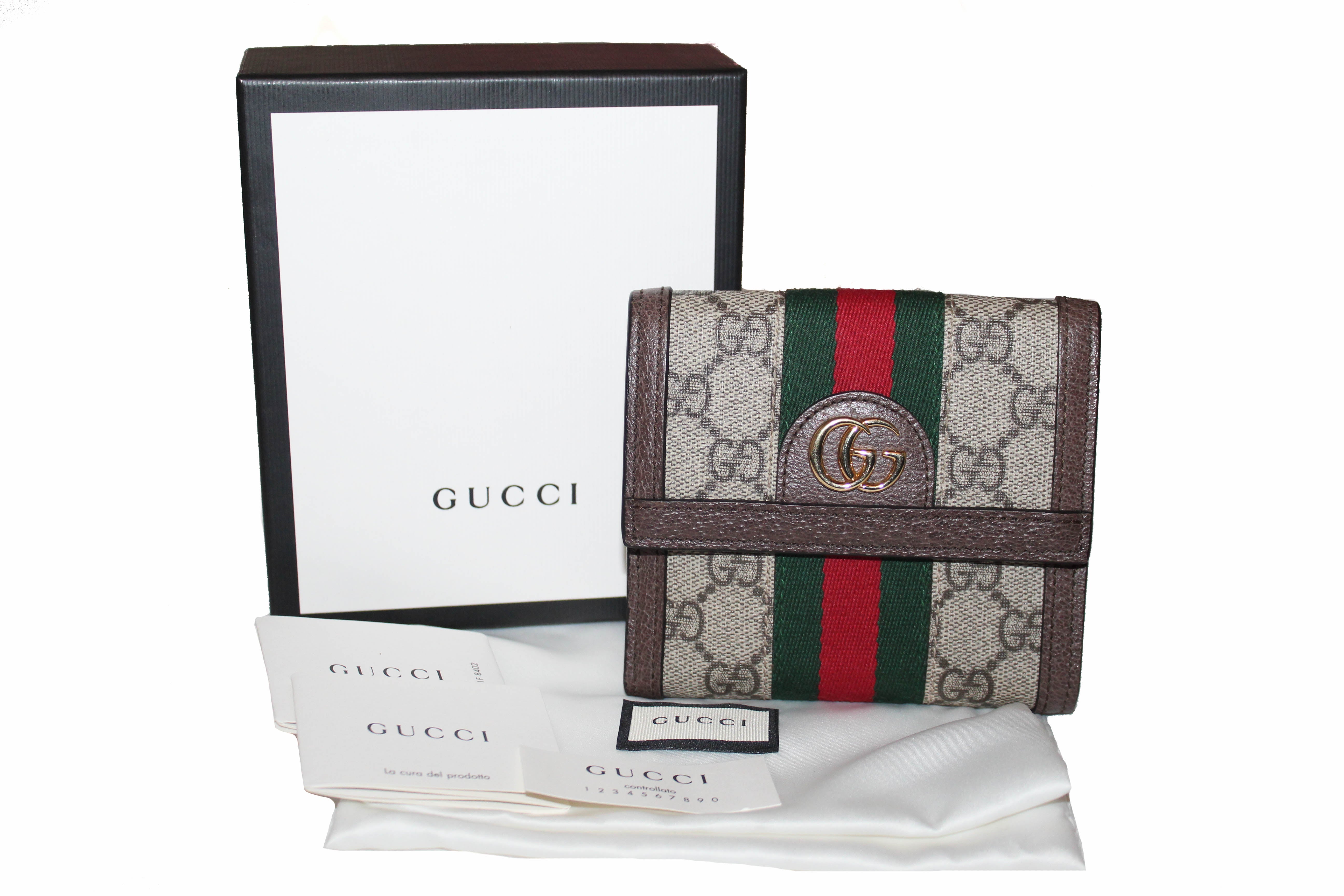 Authentic New Gucci Ophidia GG French Flap Wallet
