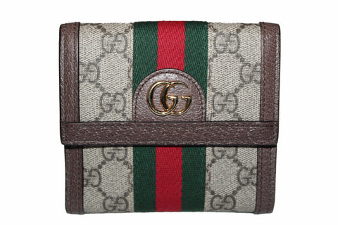 Authentic New Gucci Ophidia GG French Flap Wallet