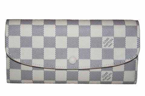 Authentic New Louis Vuitton Damier Azur Canvas Emilie Flap Wallet