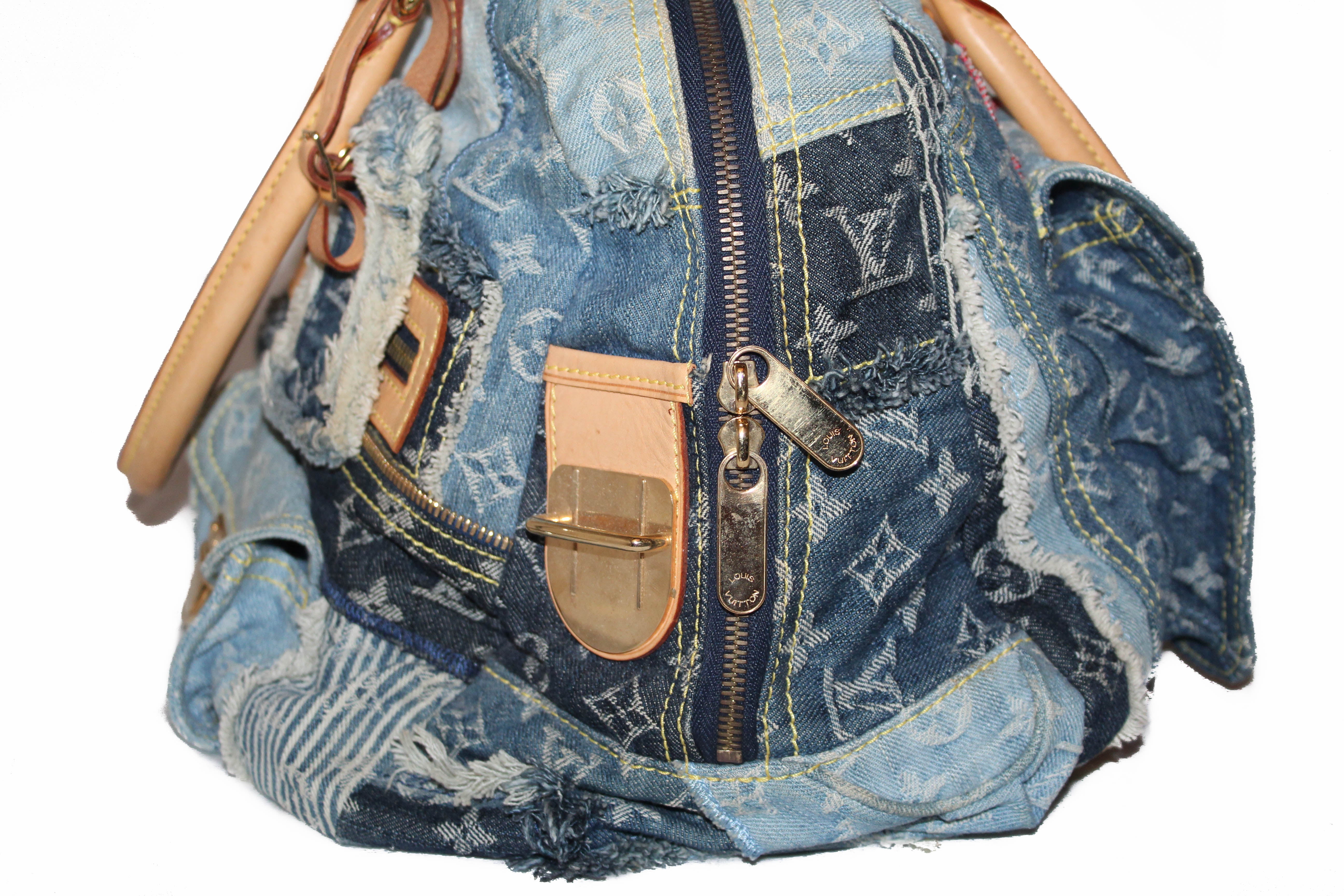 Louis Vuitton Limited Edition Blue Denim Patchwork Denim Speedy Bag -  Yoogi's Closet