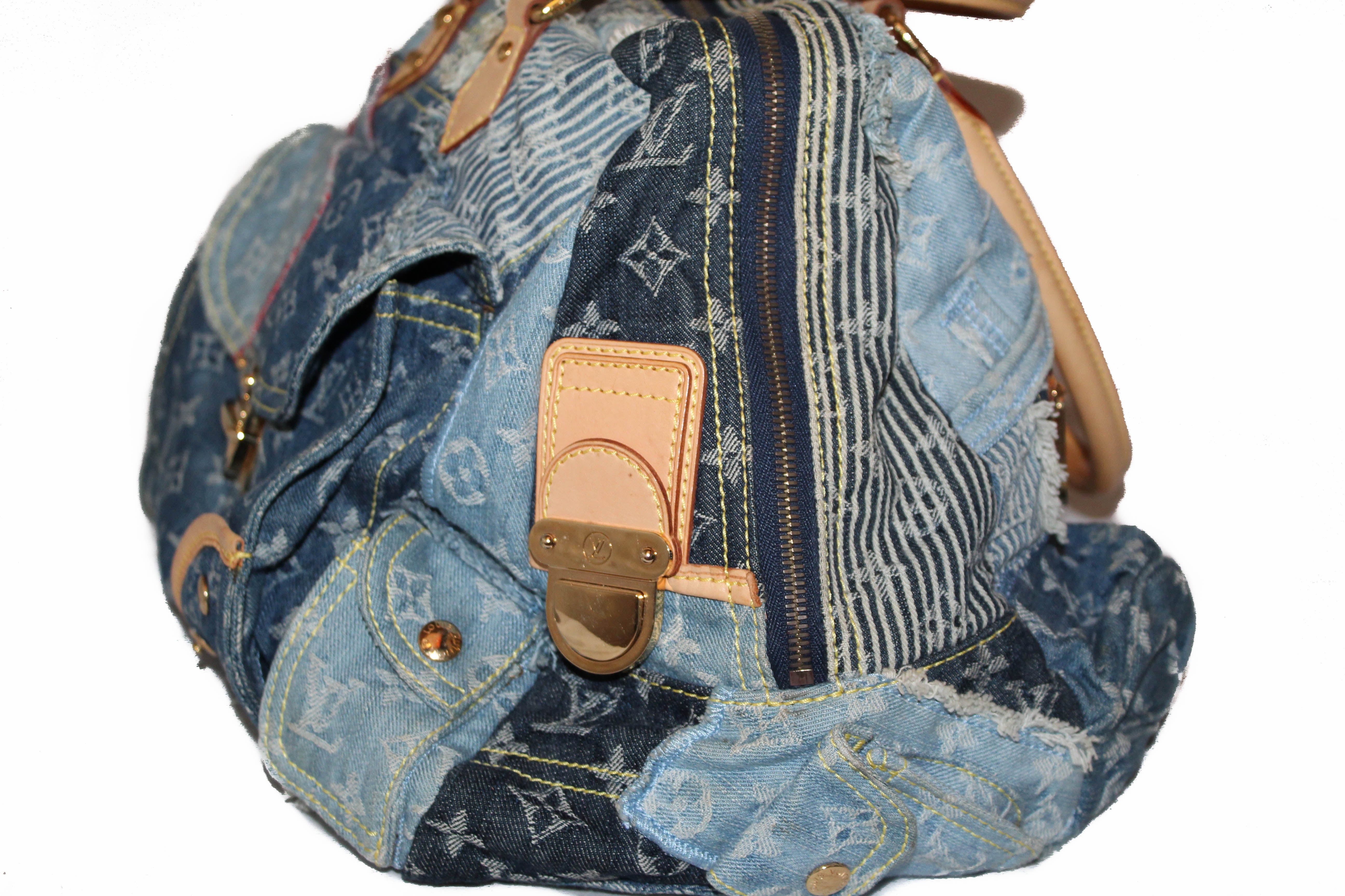 Louis Vuitton Limited Edition Blue Denim Patchwork Denim Speedy Bag -  Yoogi's Closet