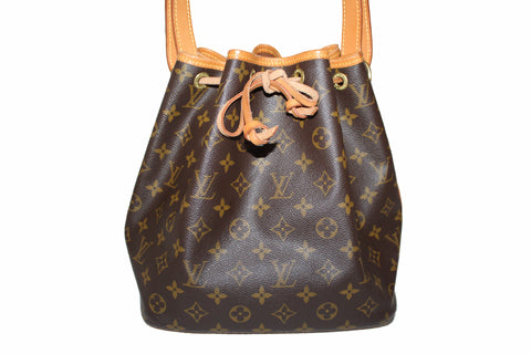 Authentic Louis Vuitton Classic Monogram Petit Noe Drawstring Shoulder Bag