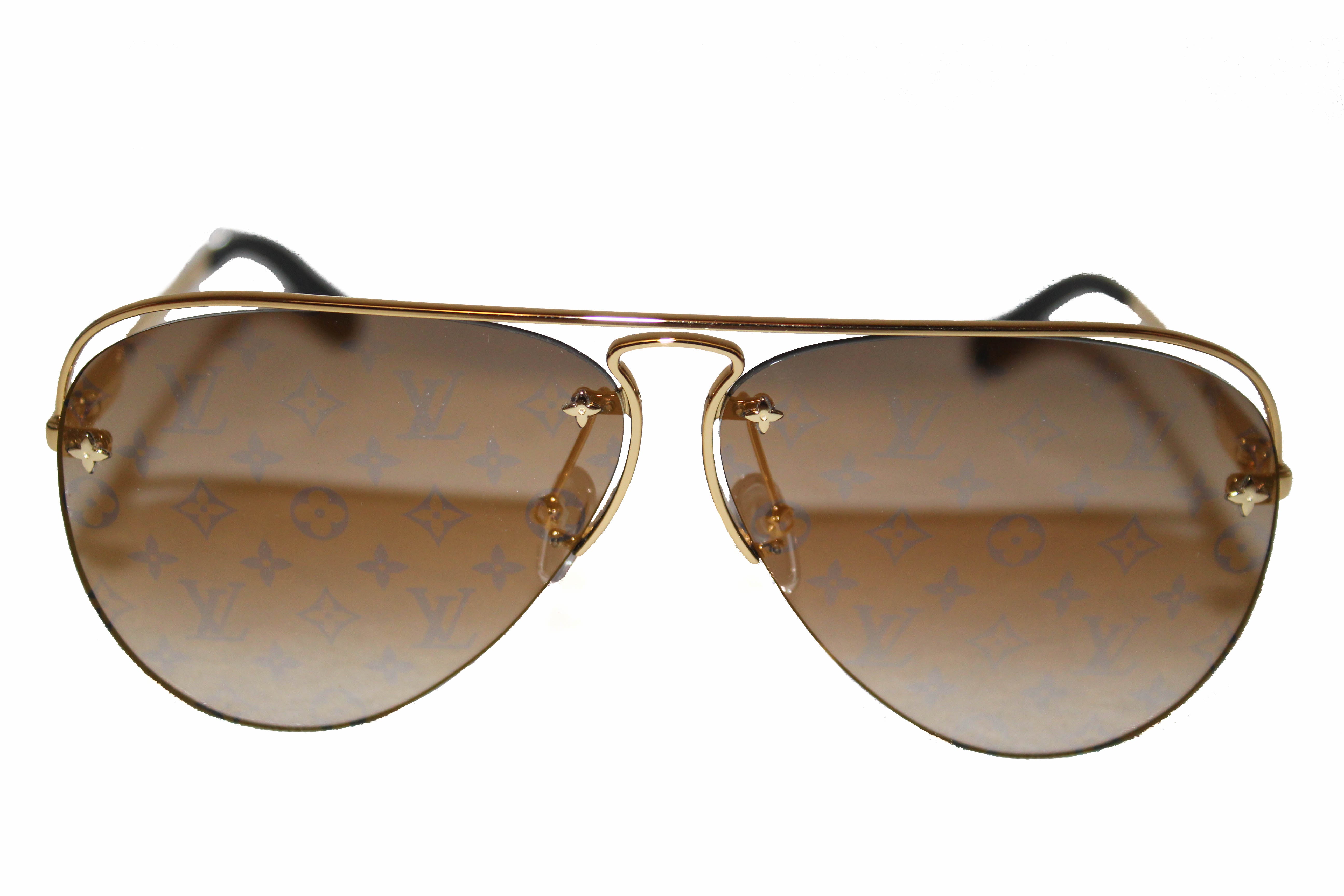 Louis Vuitton Z1267E Rumble Sunglasses Monogram Gold Frame Black w