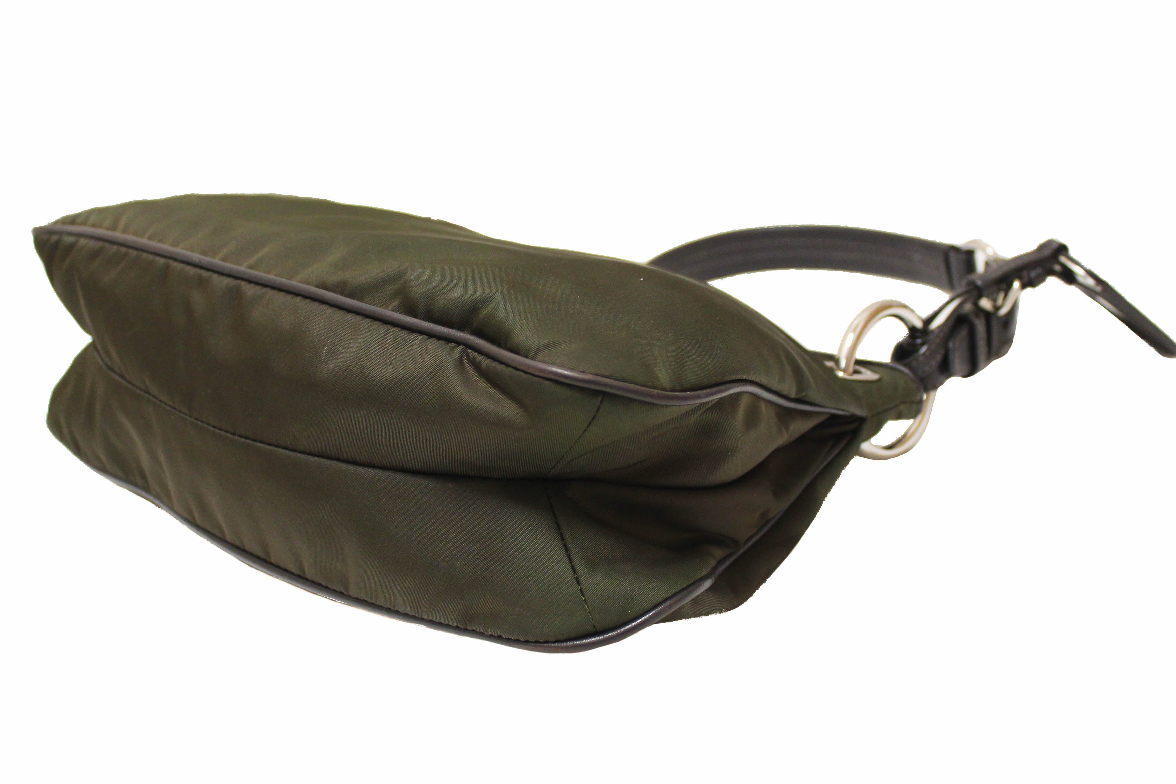 Prada Green Tessuto Drawstring Bucket Bag Dark green Leather Pony-style  calfskin Nylon Cloth ref.469784 - Joli Closet