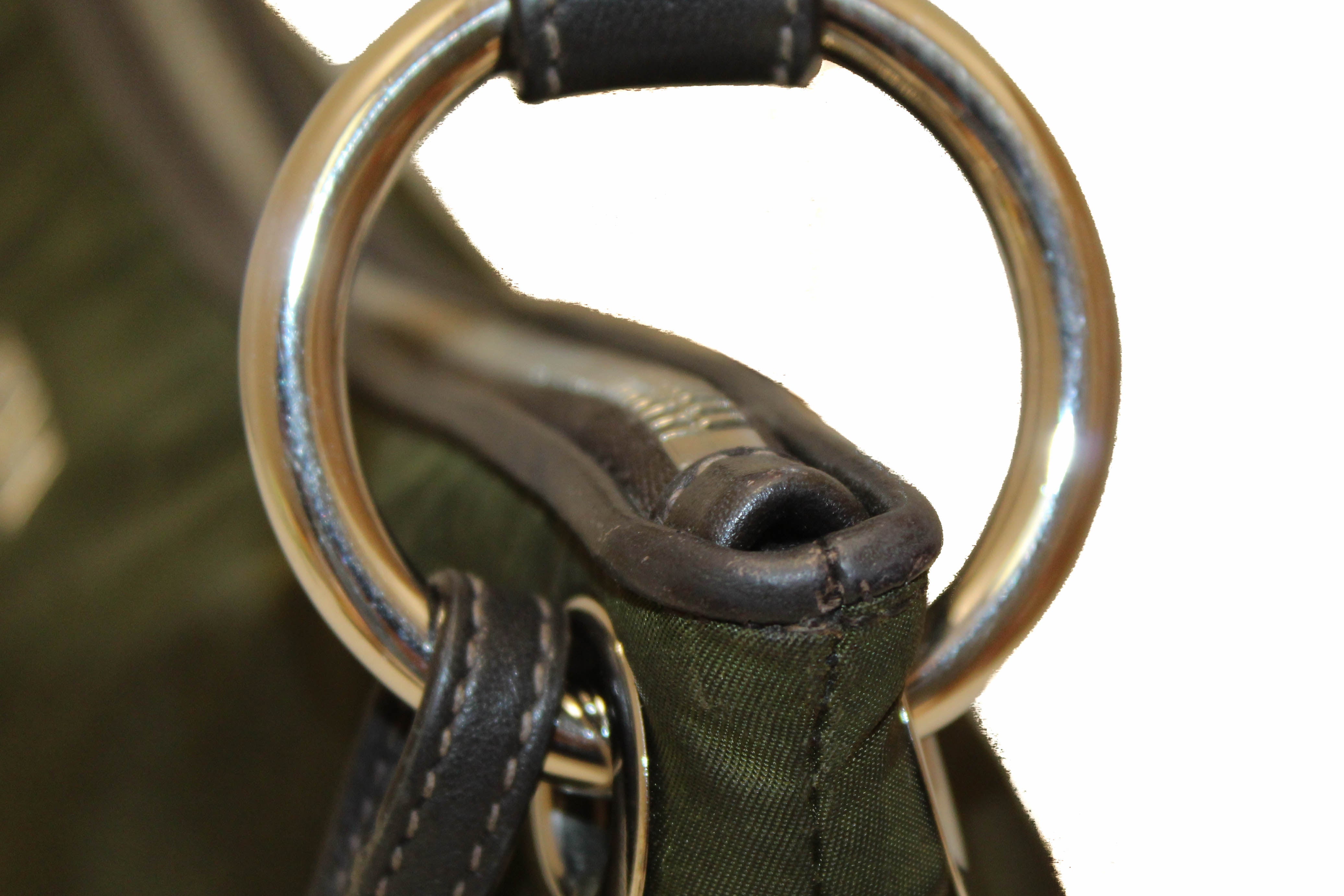 Authentic PRADA Green Nylon Chain Shoulder Bag Purse #49819