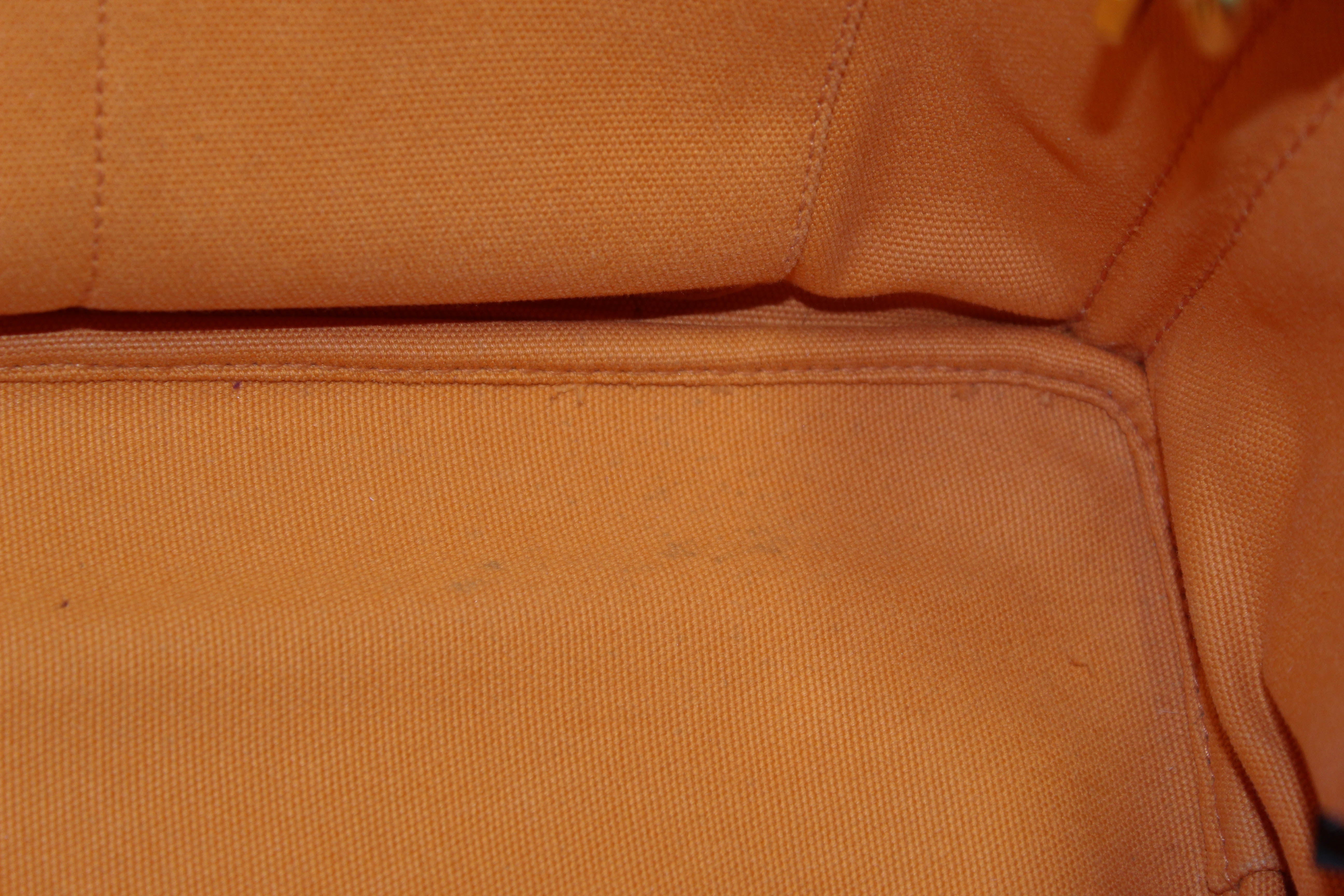 Authentic Prada Orange Canapa Canvas Logo Tote Bag