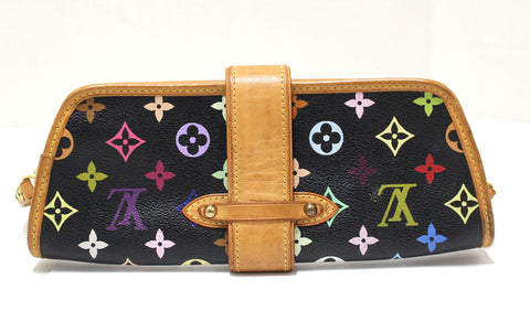 Authentic Louis Vuitton Black Multicolor Monogram Shirley Clutch