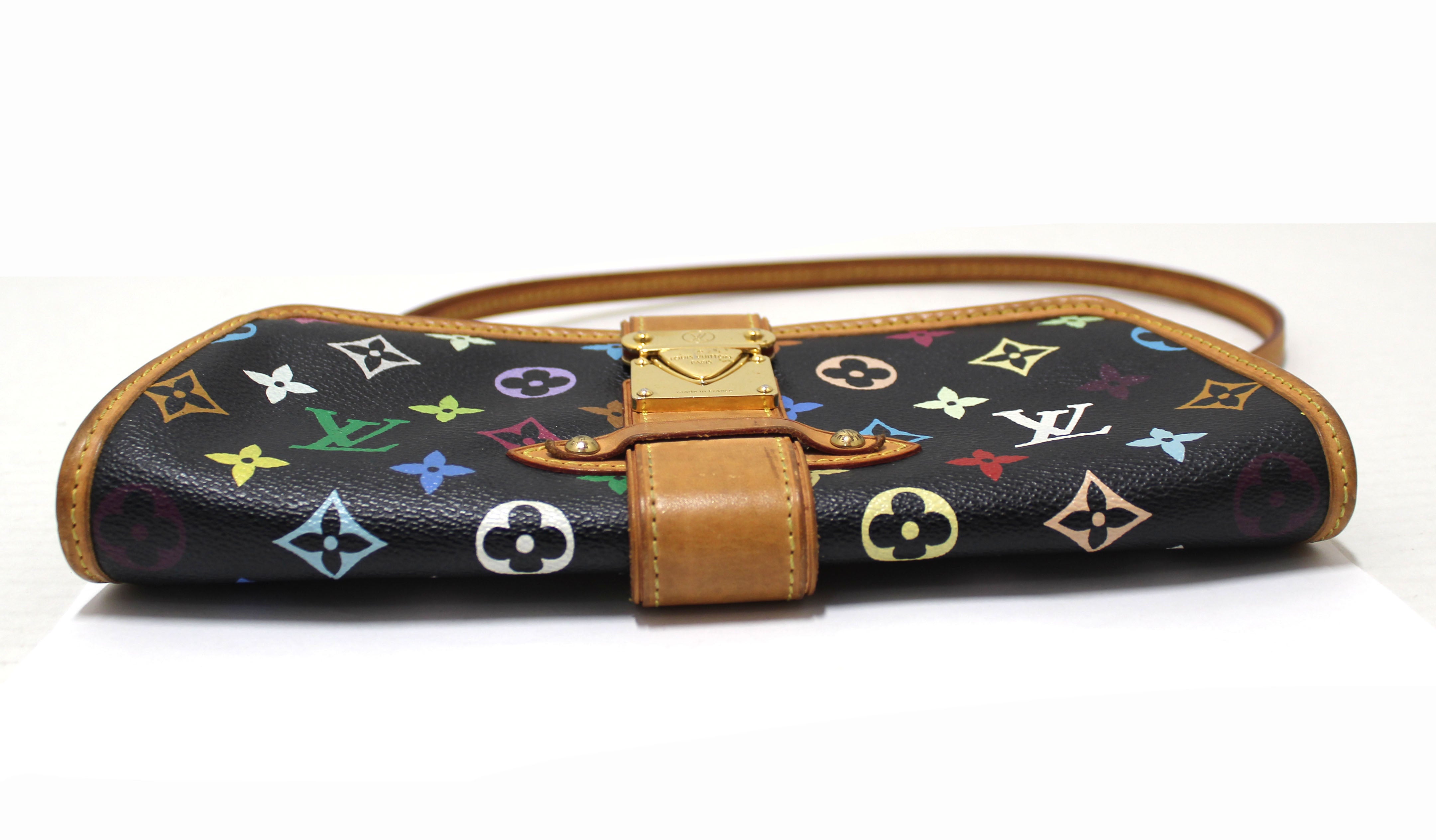 Louis Vuitton Black Multi Color Monogram Clutch Bag