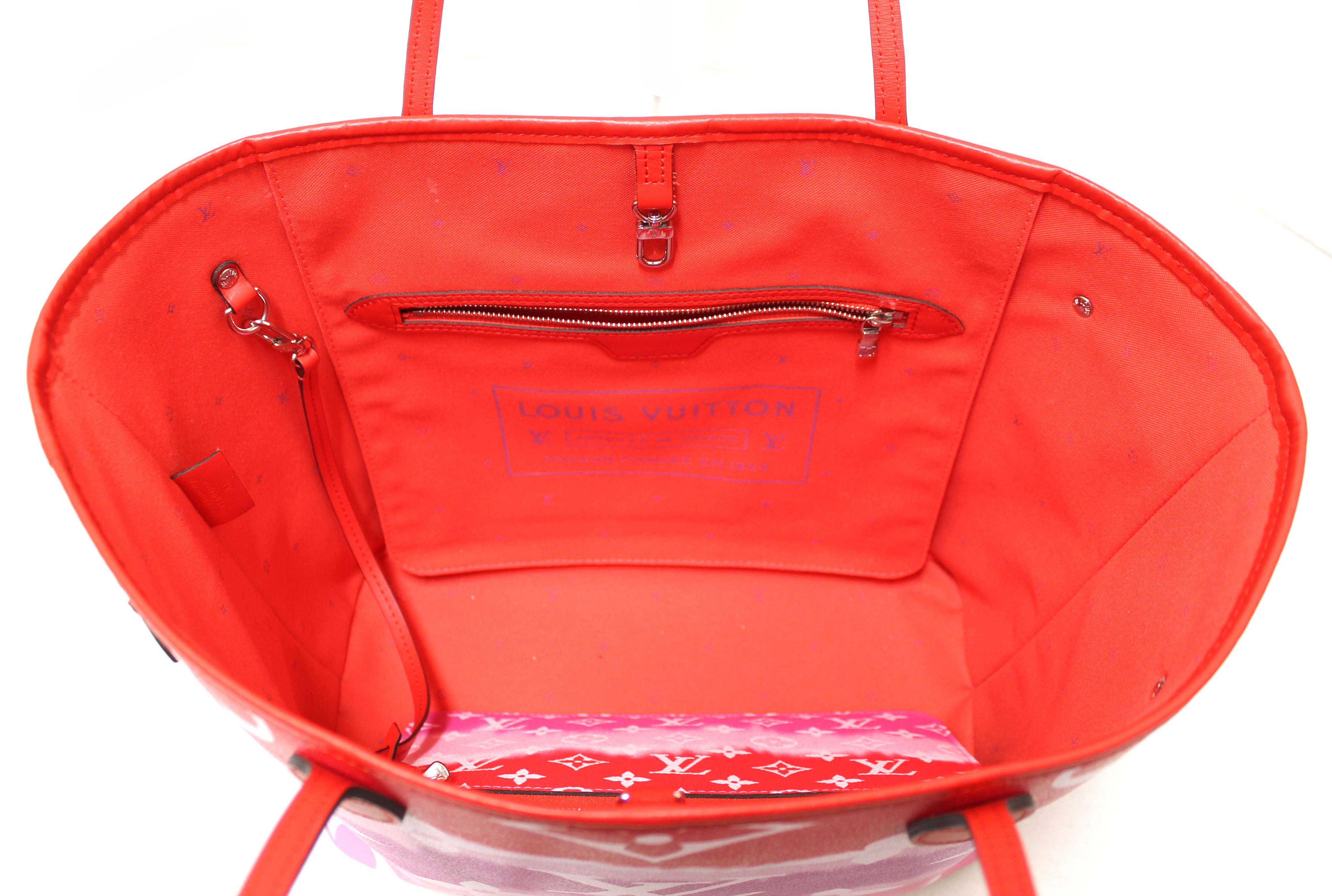 Authentic Louis Vuitton Pink/Red Escale Giant Monogram Neverfull