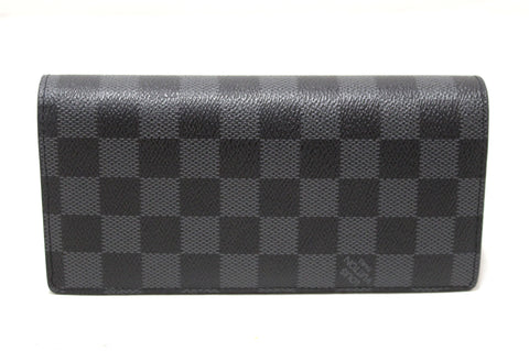 Authentic Louis Vuitton Damier Graphite Canvas Brazza Wallet