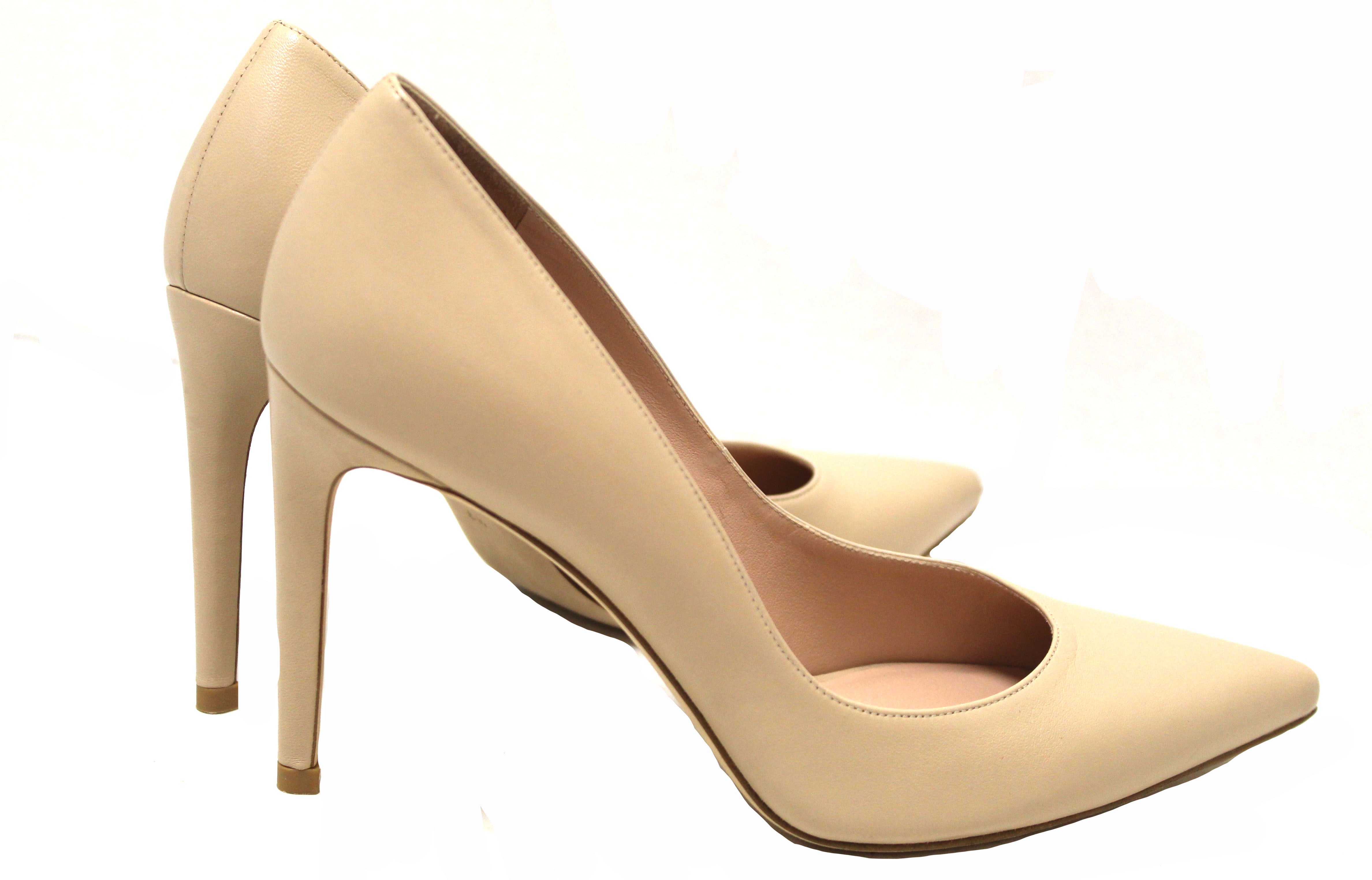 Authentic Stuart Weitzman Nude Smooth Leather Anny 105MM Pump Shoes Size 8.5 Shoes