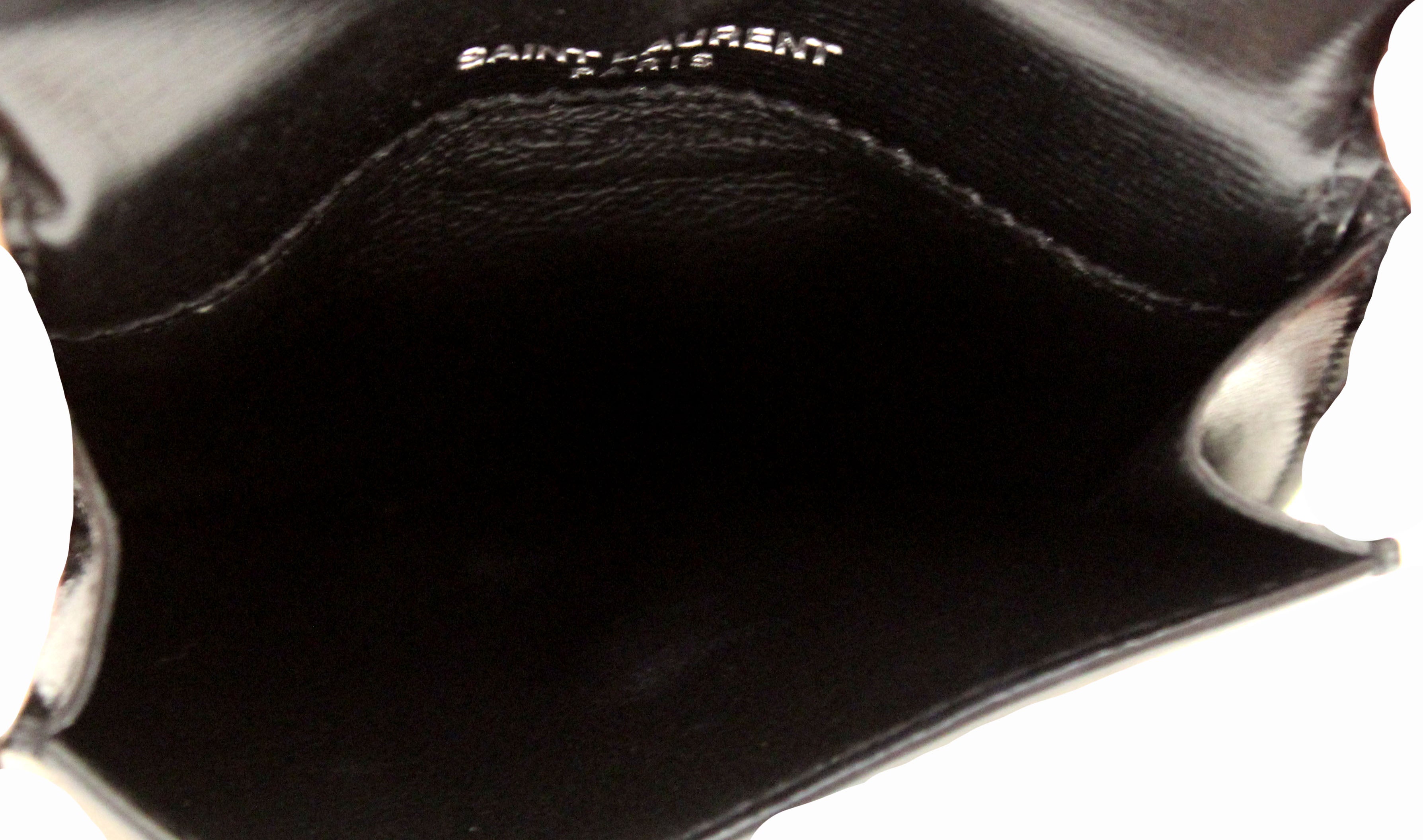 Authentic Saint Laurent Black Smooth Shiny Calfskin Leather Uptown Card Case