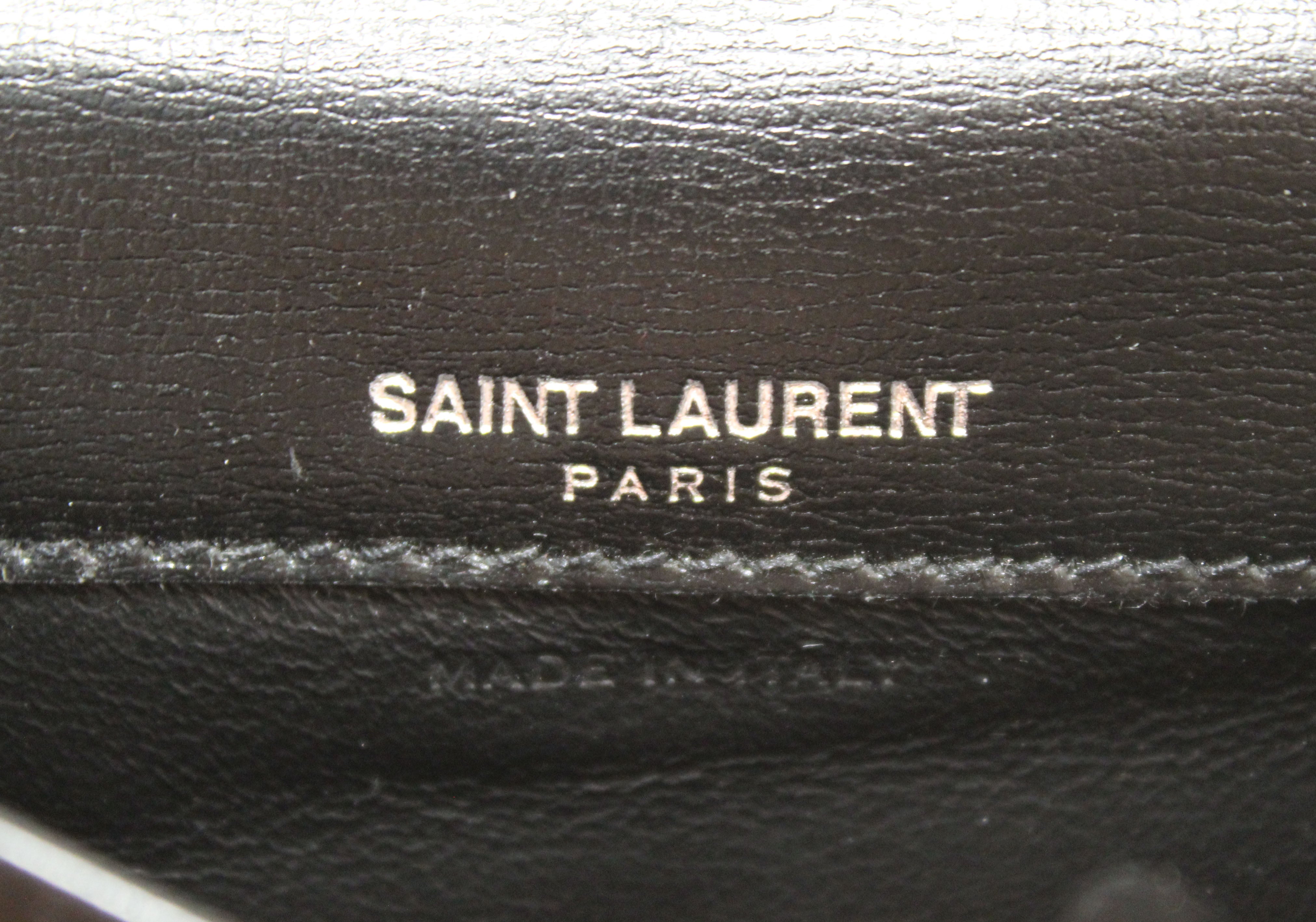 Authentic Saint Laurent Black Smooth Shiny Calfskin Leather Uptown Card Case