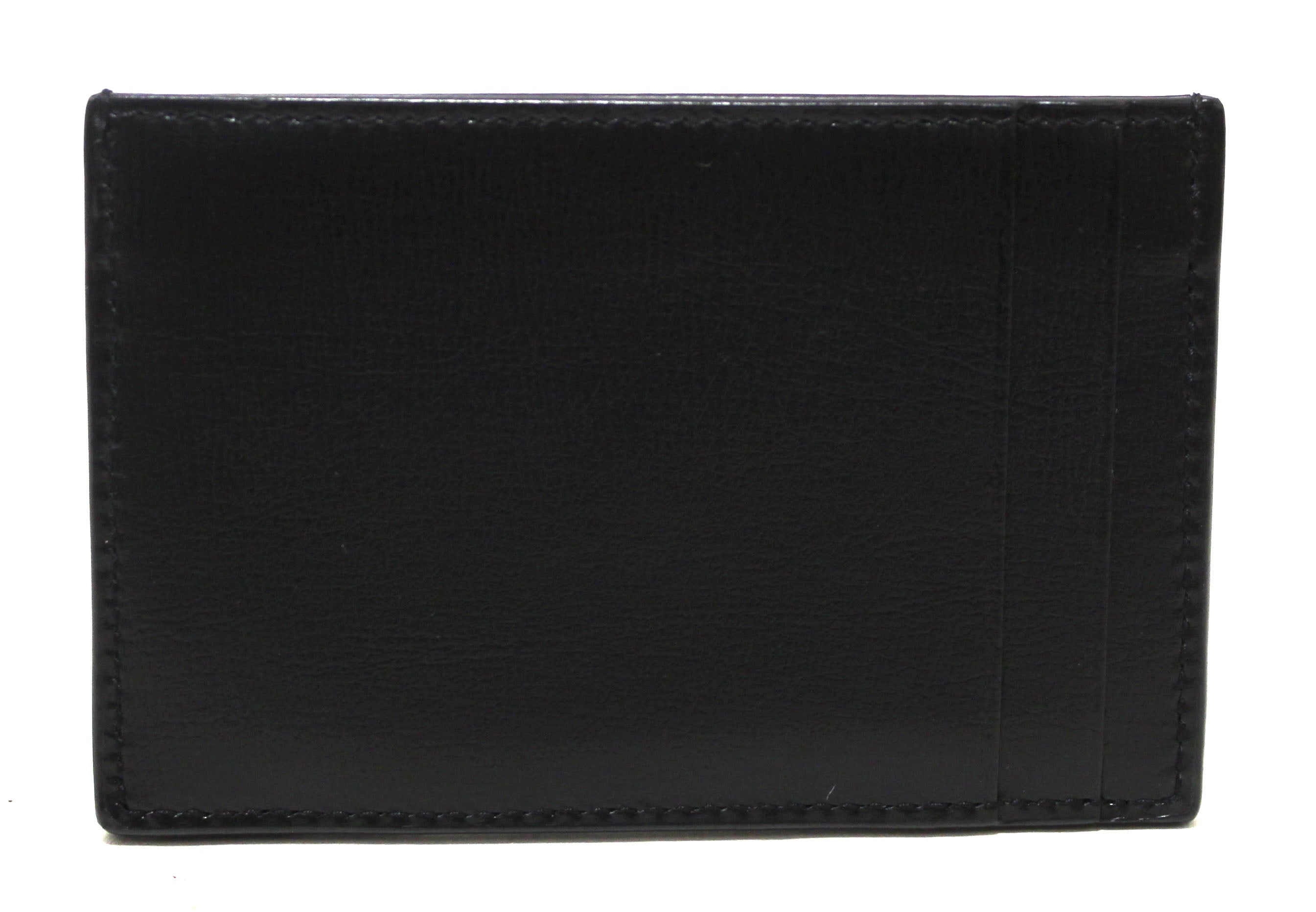 Authentic Saint Laurent Black Smooth Shiny Calfskin Leather Uptown Card Case