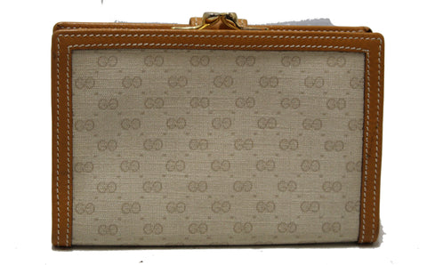 Authentic Gucci Vintage Beige Microguccissima with Yellow Leather Trim Bilfold Wallet