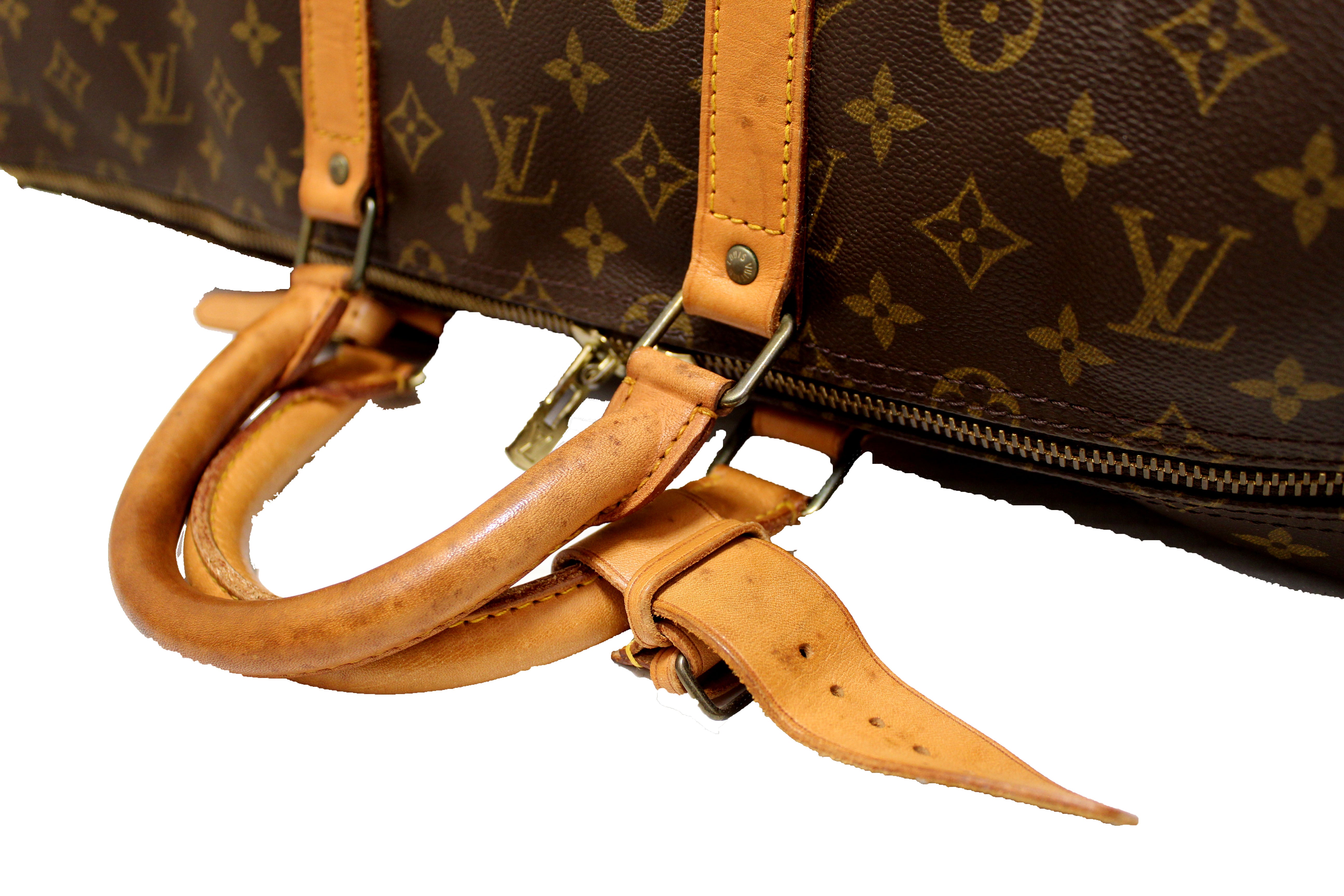 Authentic Louis Vuitton Classic Monogram Keepall Bandouliere 55 Travel Bag