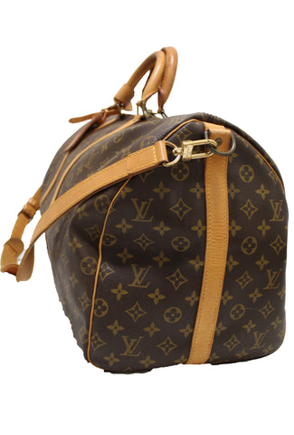 Authentic Louis Vuitton Classic Monogram Keepall Bandouliere 55 Travel Bag