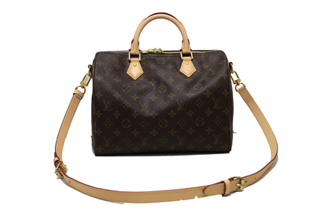 Authentic Louis Vuitton Classic Monogram Speedy 30 Bandouliere Bag