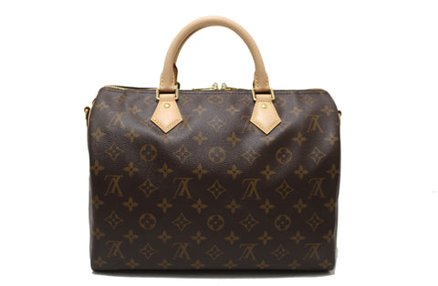 Authentic Louis Vuitton Classic Monogram Speedy 30 Bandouliere Bag