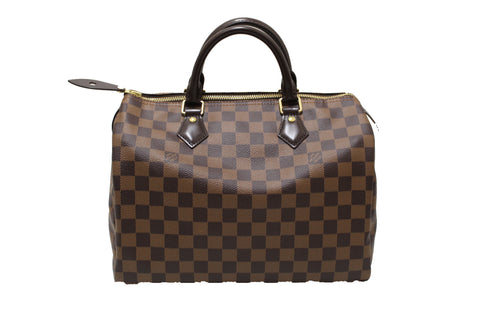 Authentic Louis Vuitton Damier Ebene Speedy 30 Handbag