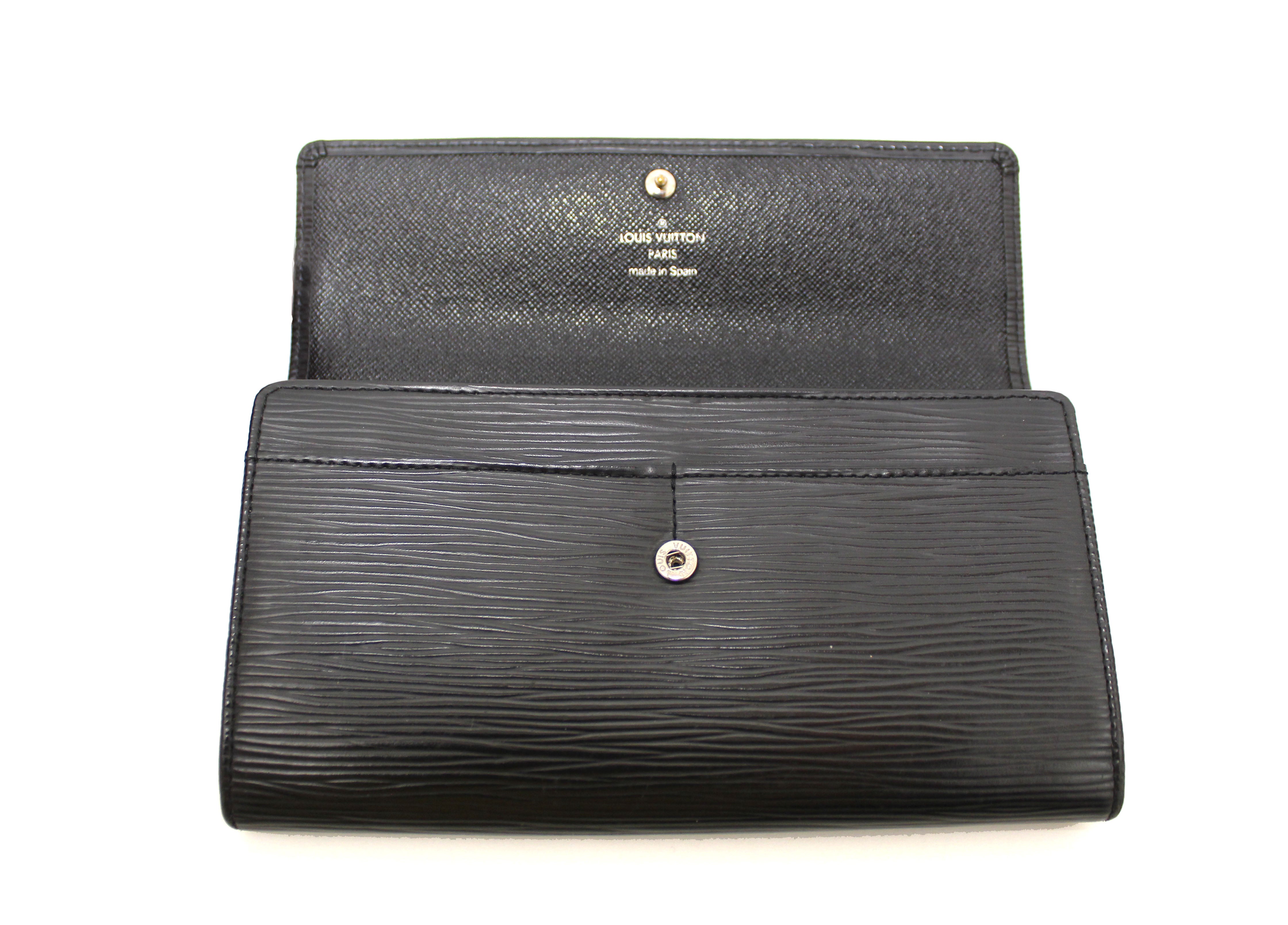 Authentic Louis Vuitton Black Epi Leather Sarah Long Wallet