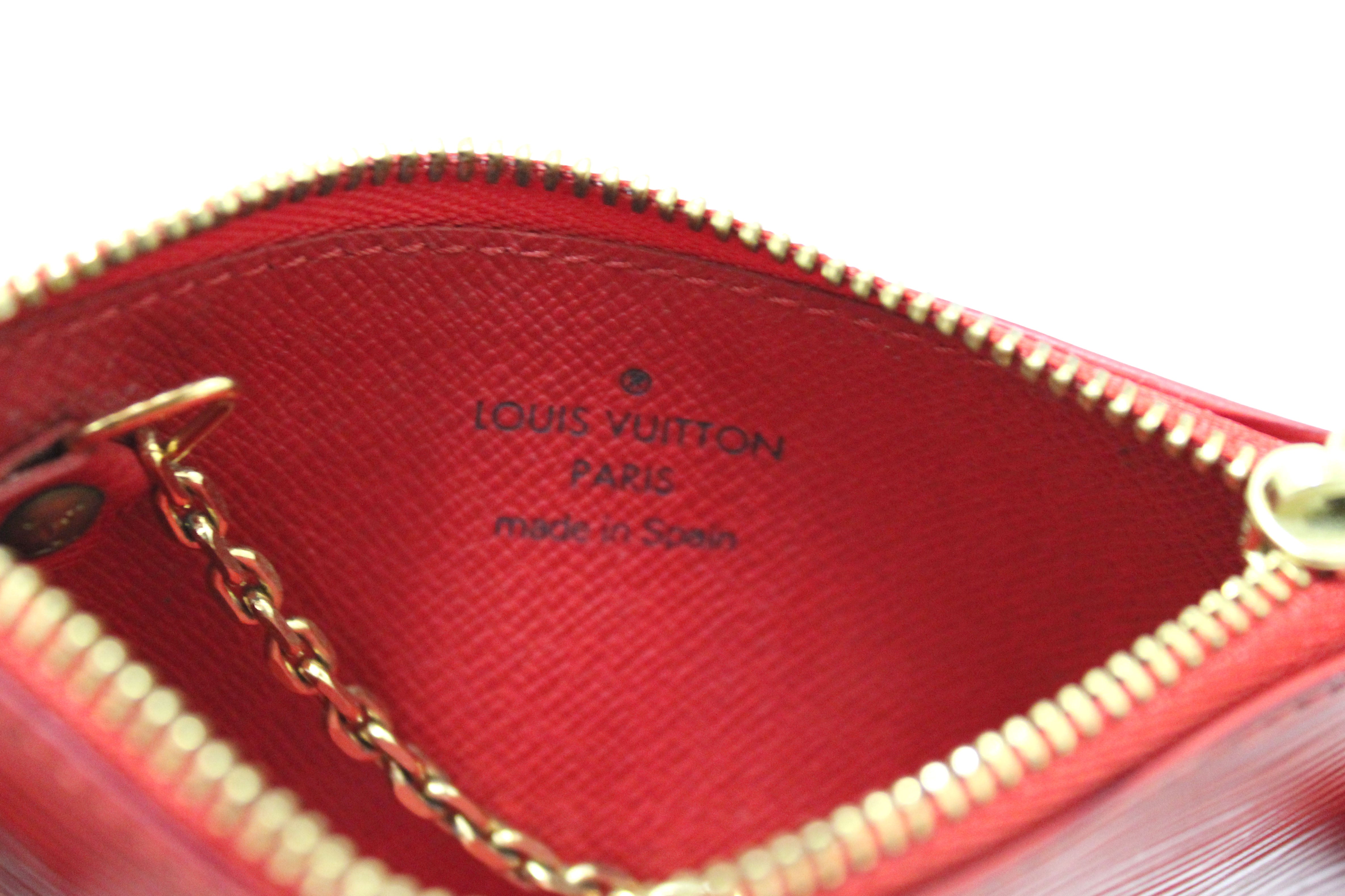 Authentic Louis Vuitton Red Epi Leather Key Coin Card Case Pouch