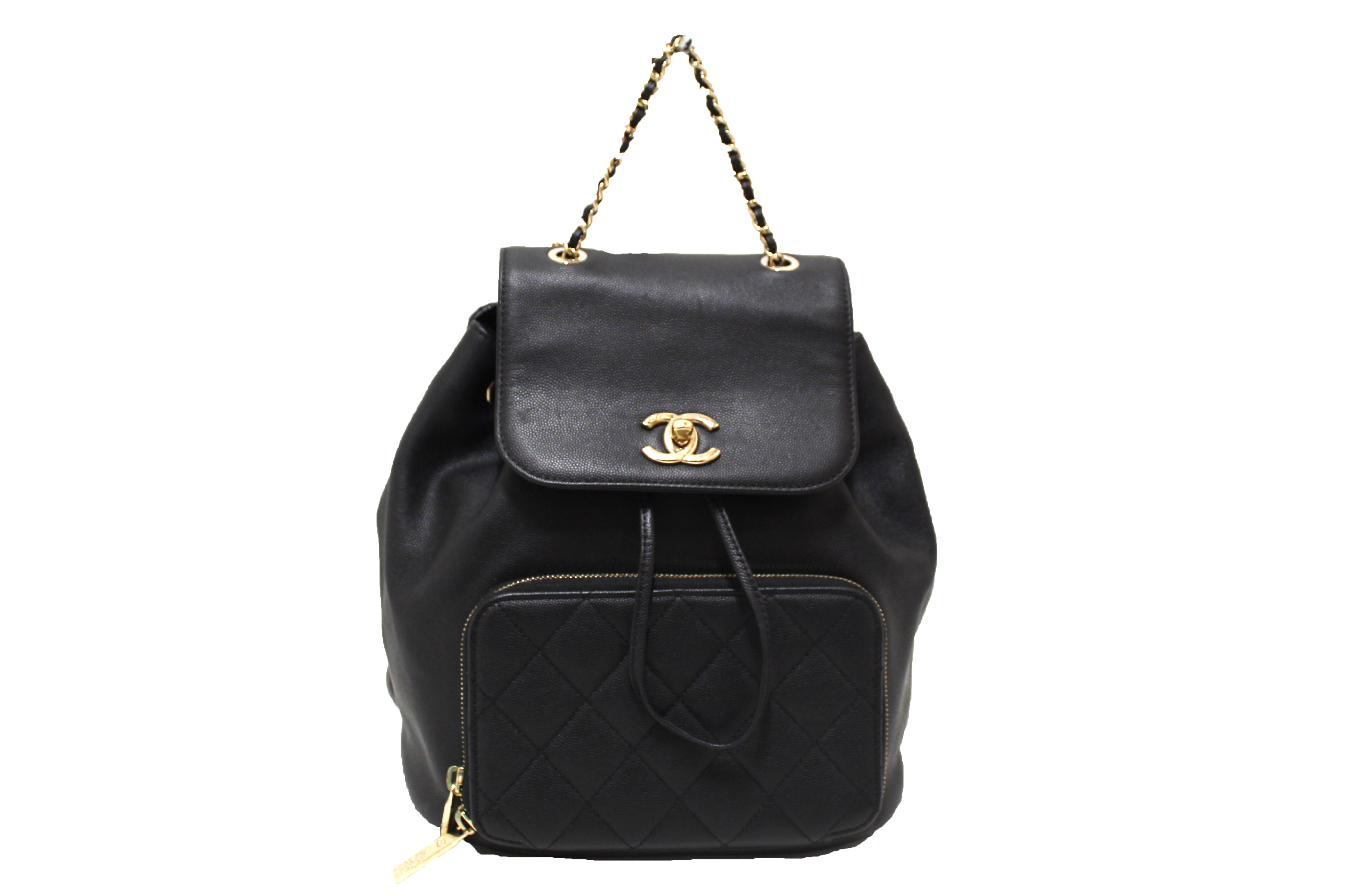chanel caviar leather backpack Authentic Chanel Black Caviar Leather Business Affinity Backpack – Paris Station Shop