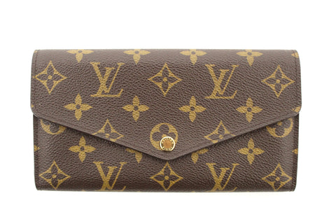 Authentic Louis Vuitton Monogram Canvas Brown Sarah Long Wallet