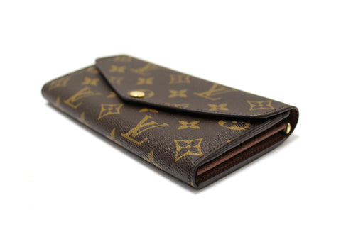 Authentic Louis Vuitton Monogram Canvas Brown Sarah Long Wallet