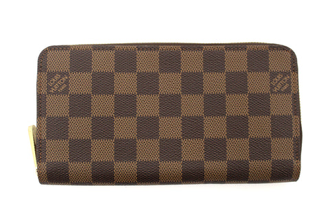 Authentic Louis Vuitton Damier Ebene Canvas Zippy Long Wallet