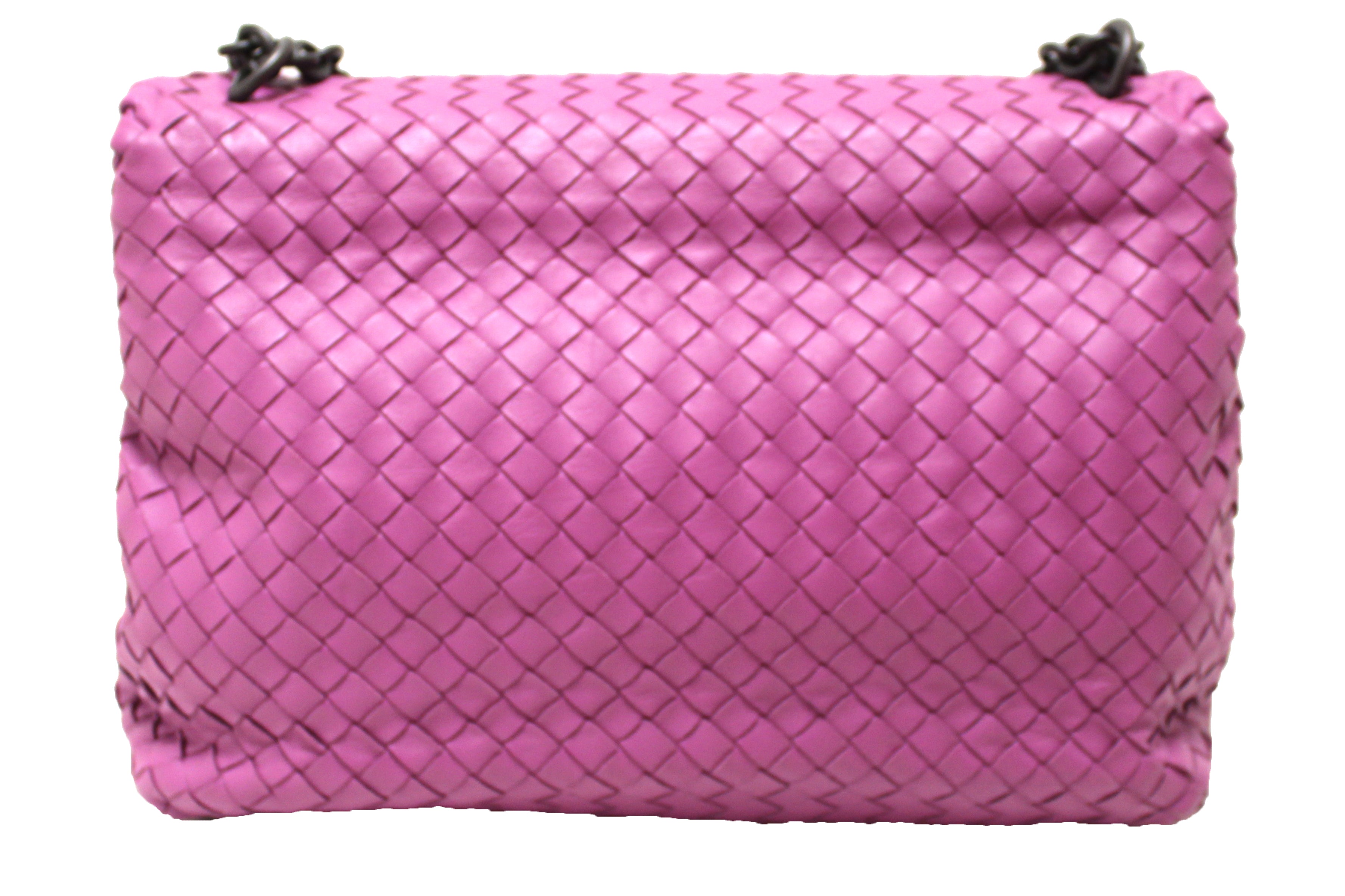 Authentic Bottega Veneta Purple Nappa Intrecciato Woven Leather Large Olimpia Bag