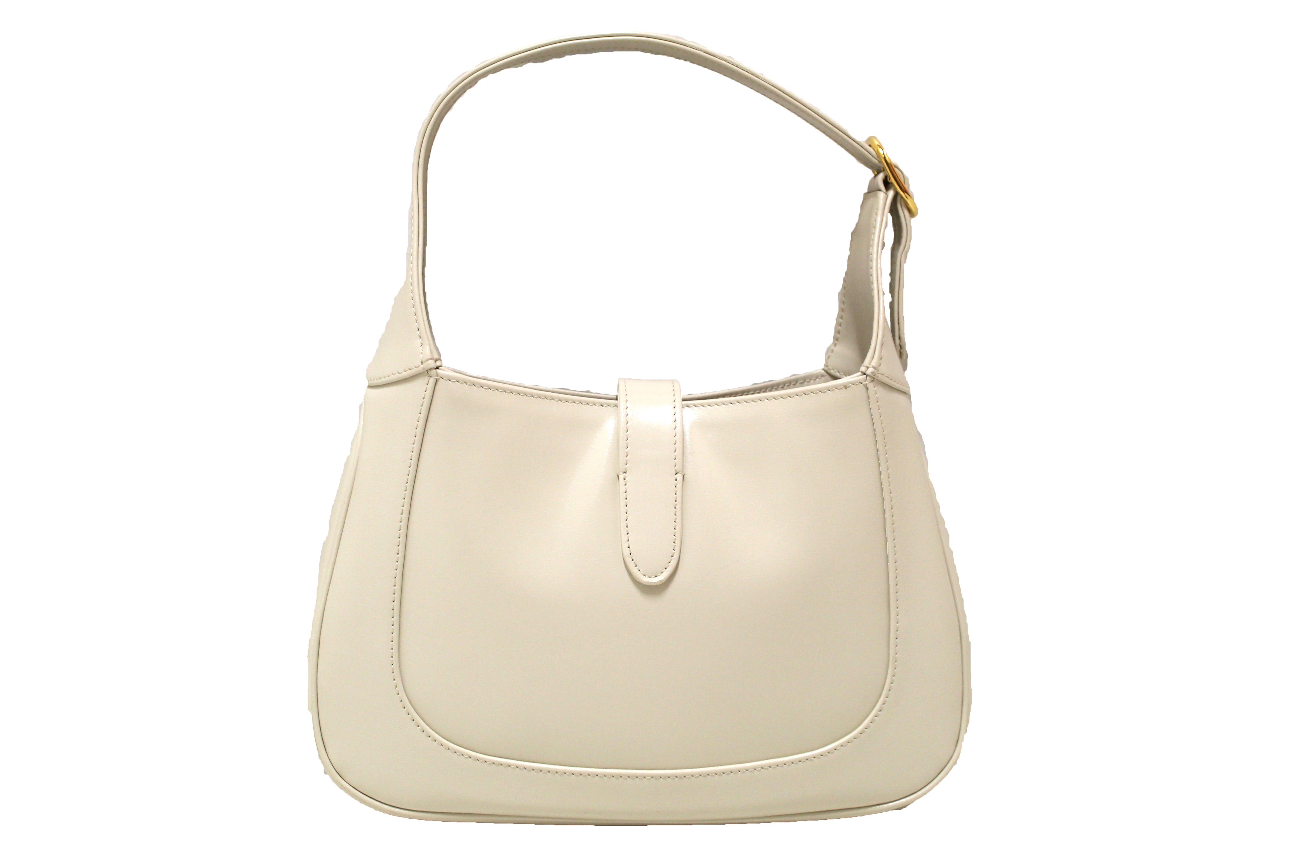 Authentic Gucci White Leather Jackie 1961 Small Hobo Shoulder Bag