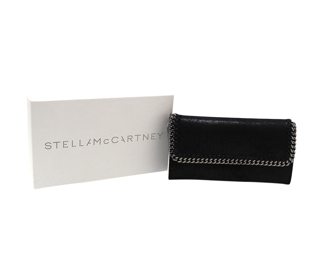 Authentic NEW Stella McCartney Black Suede Falabella Continental Wallet