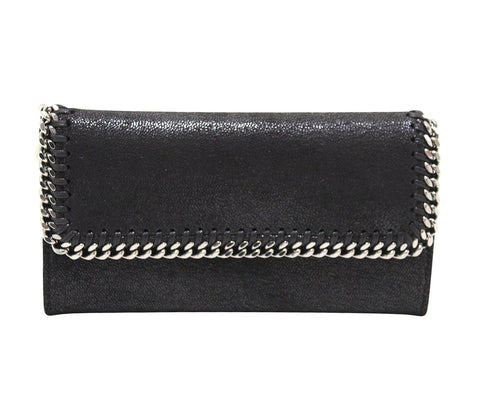 Authentic NEW Stella McCartney Black Suede Falabella Continental Wallet