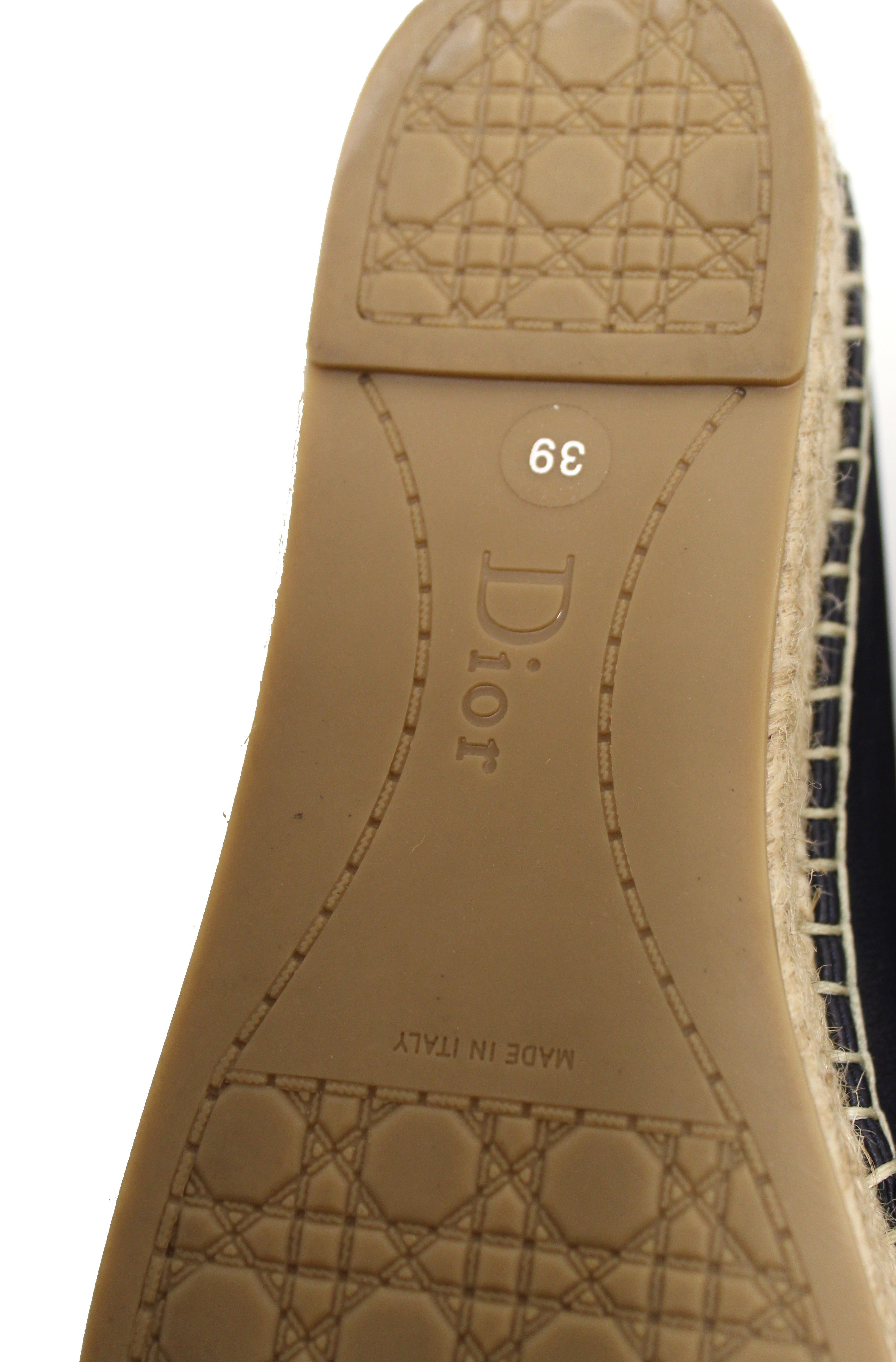Authentic Christian Dior Blue Nappa Leather Denim Espadrille Shoes Size 39