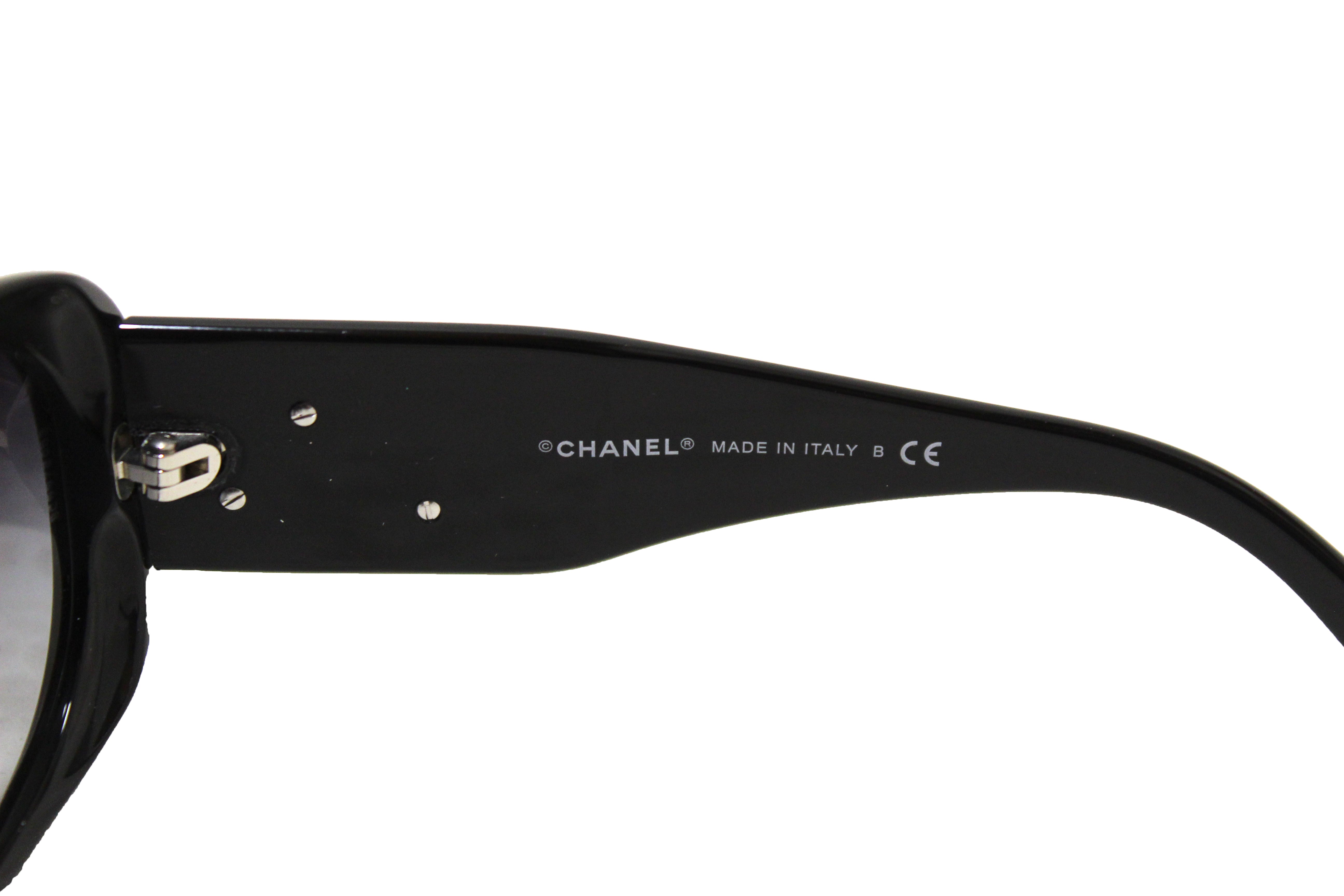 Authentic Chanel Black Oval with Red Camellia Flower Sunglasses