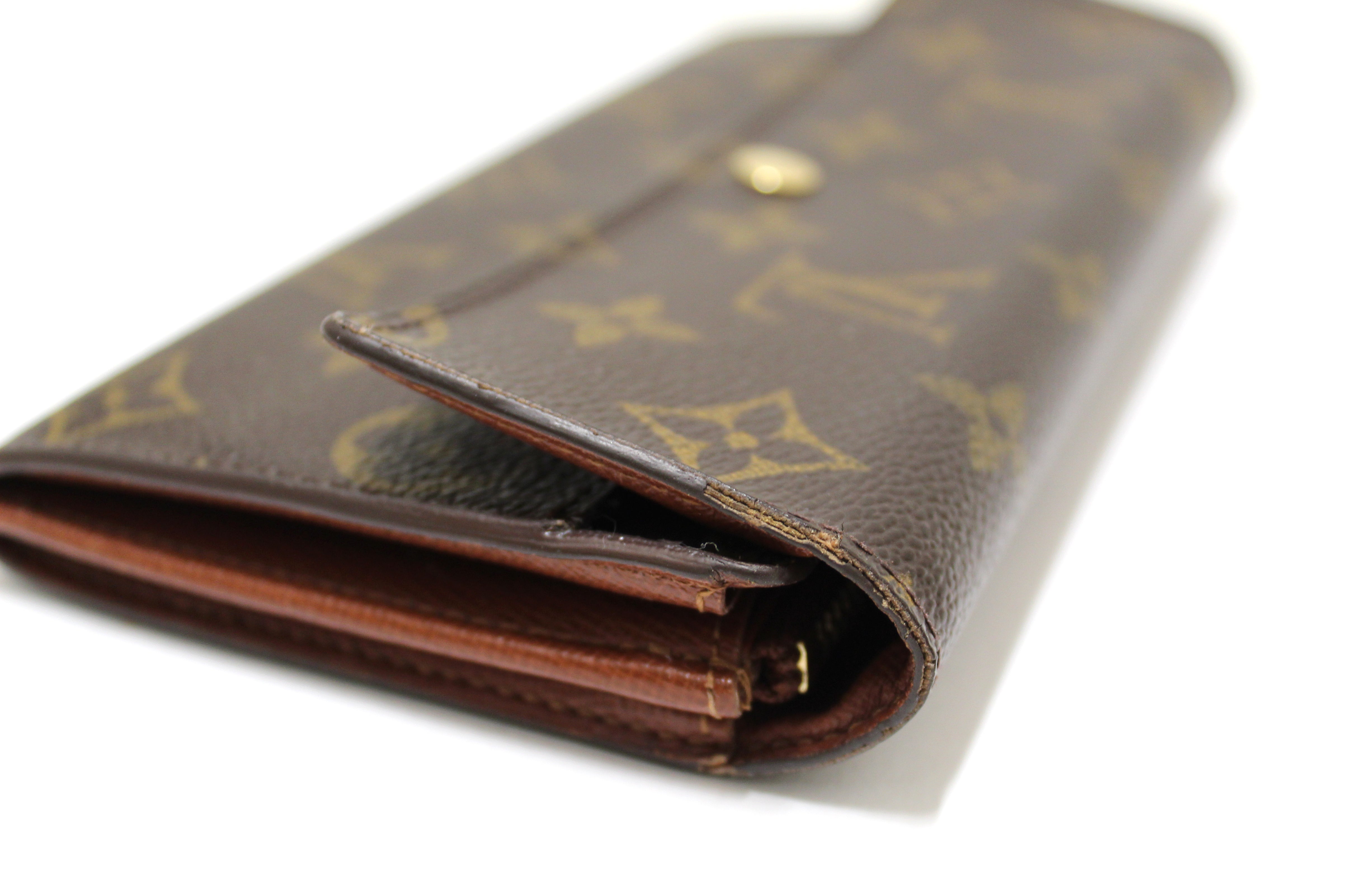 Louis Vuitton Womens Monogram Ebene Coated Canvas Sarah Long Wallet Brown